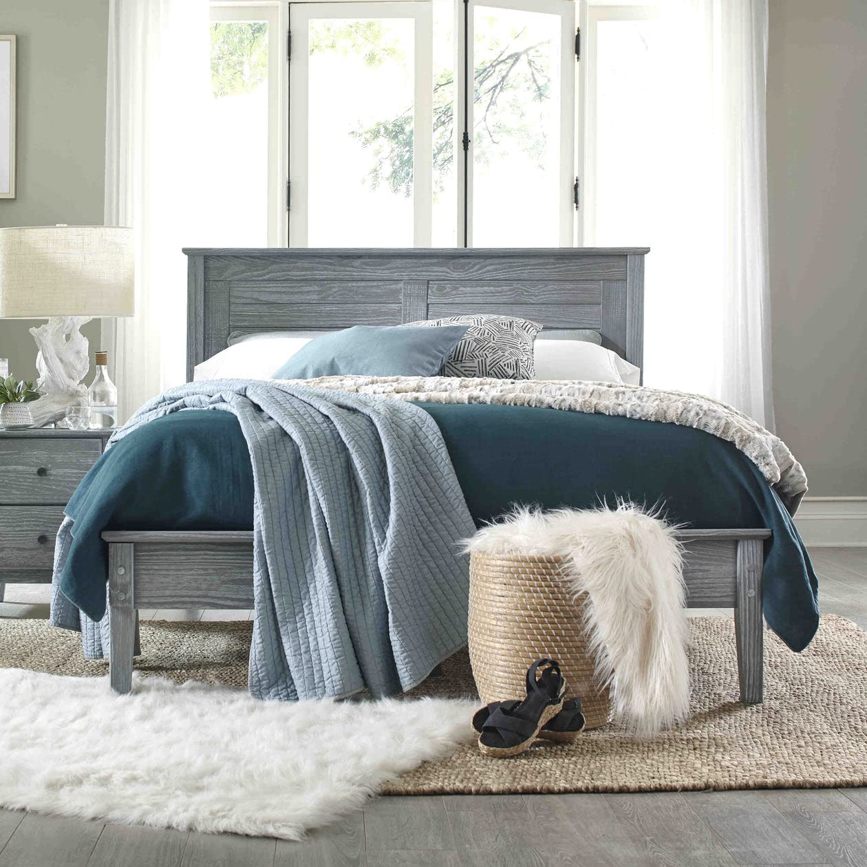 Grain Wood Furniture Greenport Solid Wood Platform Bed, Full Size, Brushed Walnut