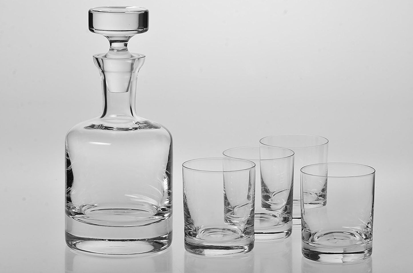 Whiskey Decanter Set, Made in Europe, 100% Lead-Free Crystal, Gift-Boxed, 1 Decanter & 4 Double Old Fashioned Glasses (Buckingham Decanter Set)