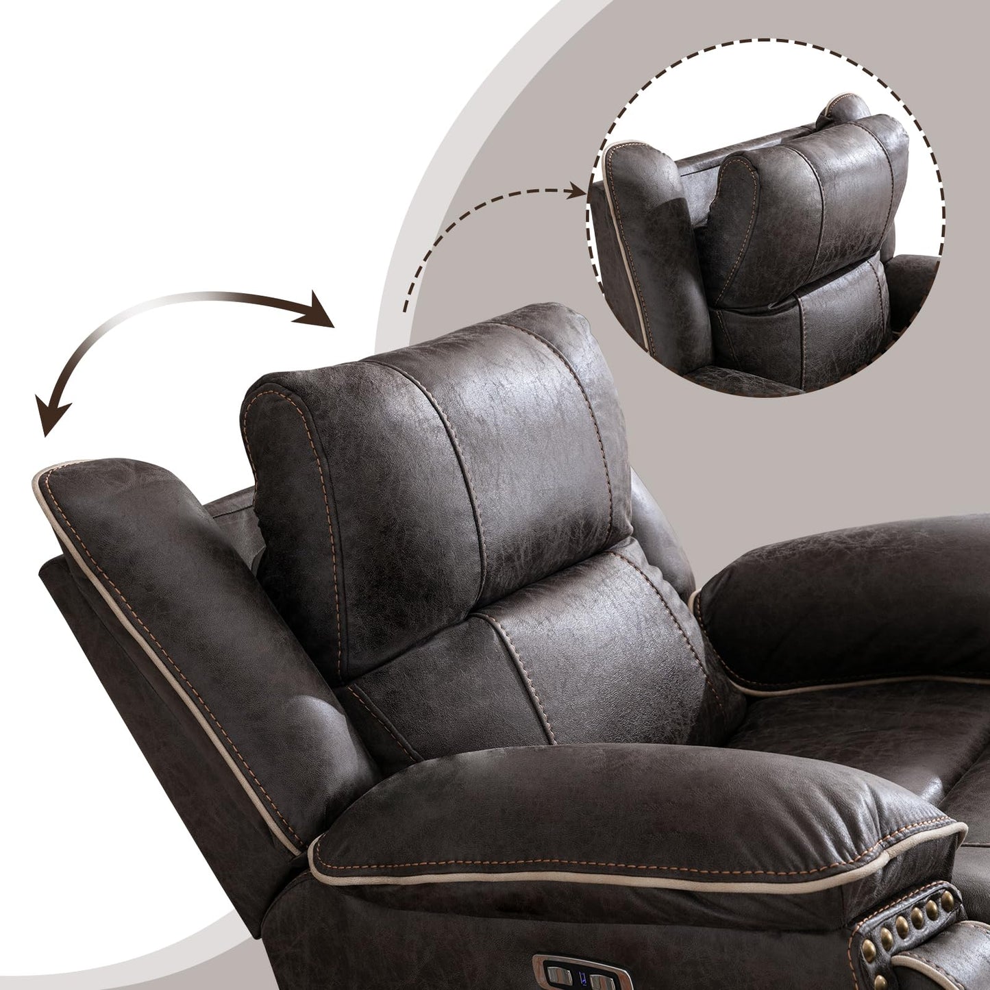 IOMOR Dual Motor Power Lift Chair for Elderly, Heavy Duty & Safety Motor Reclining Chair with Massage and Heat, Faux Leather Electric Wider Recliner with USB, 2 Concealed Cup Holders (1, Smoke Gray)