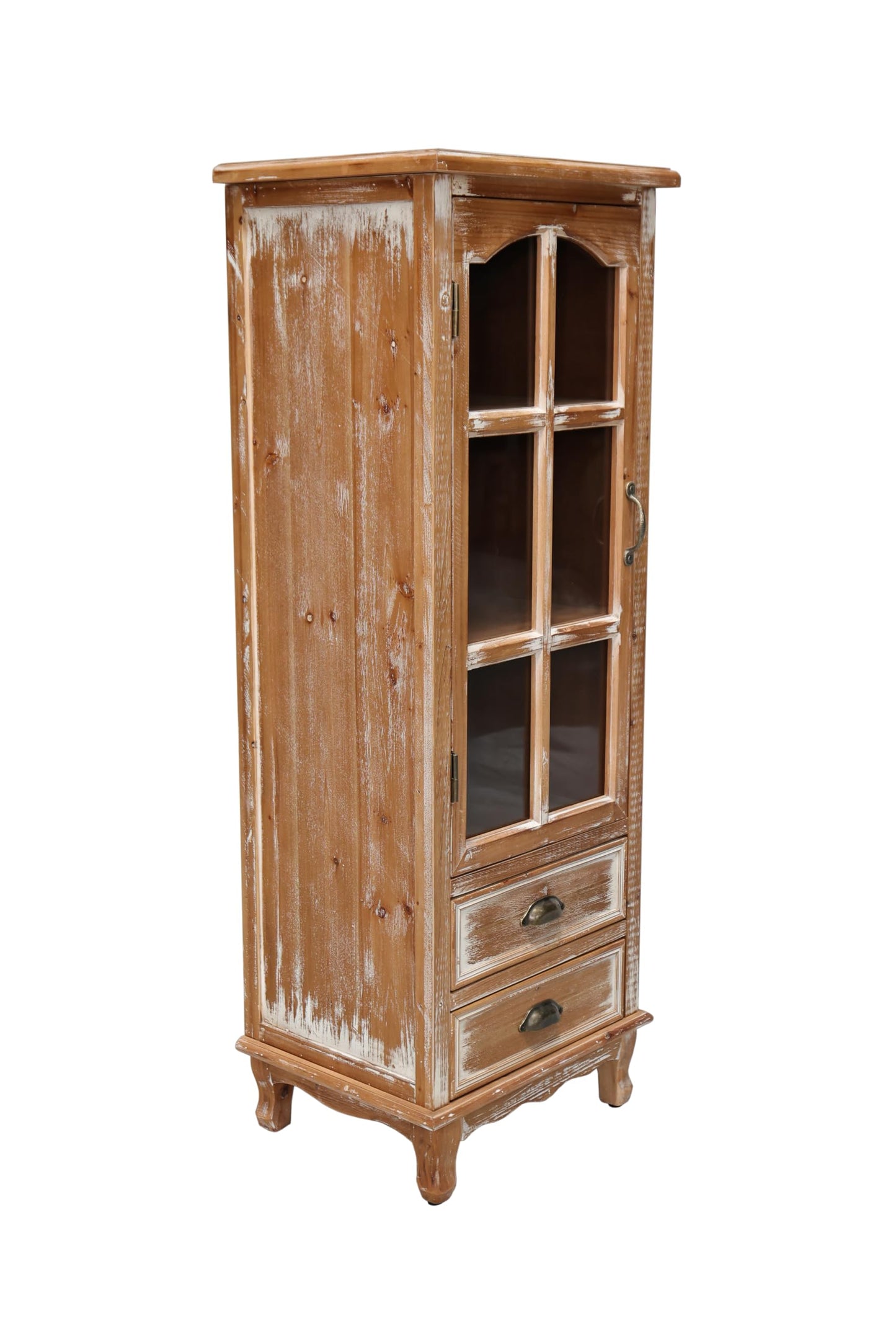 LKTART KTART 55'' Tall Kitchen Pantry Cupboard Storage Cabinet with Shelves & Drawer,French Country Accent Cabinet with Embossed Floral Metal Doors and Solid Wood Frame,Natural Wood