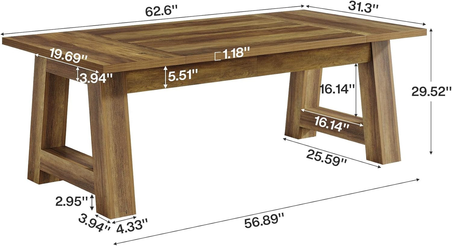 Tribesigns 62.6" Executive Desk, Large Office Computer Desk with Thickened Frame, Modern Simple Workstation Writing Table Business Furniture for Home Office, Rustic Brown