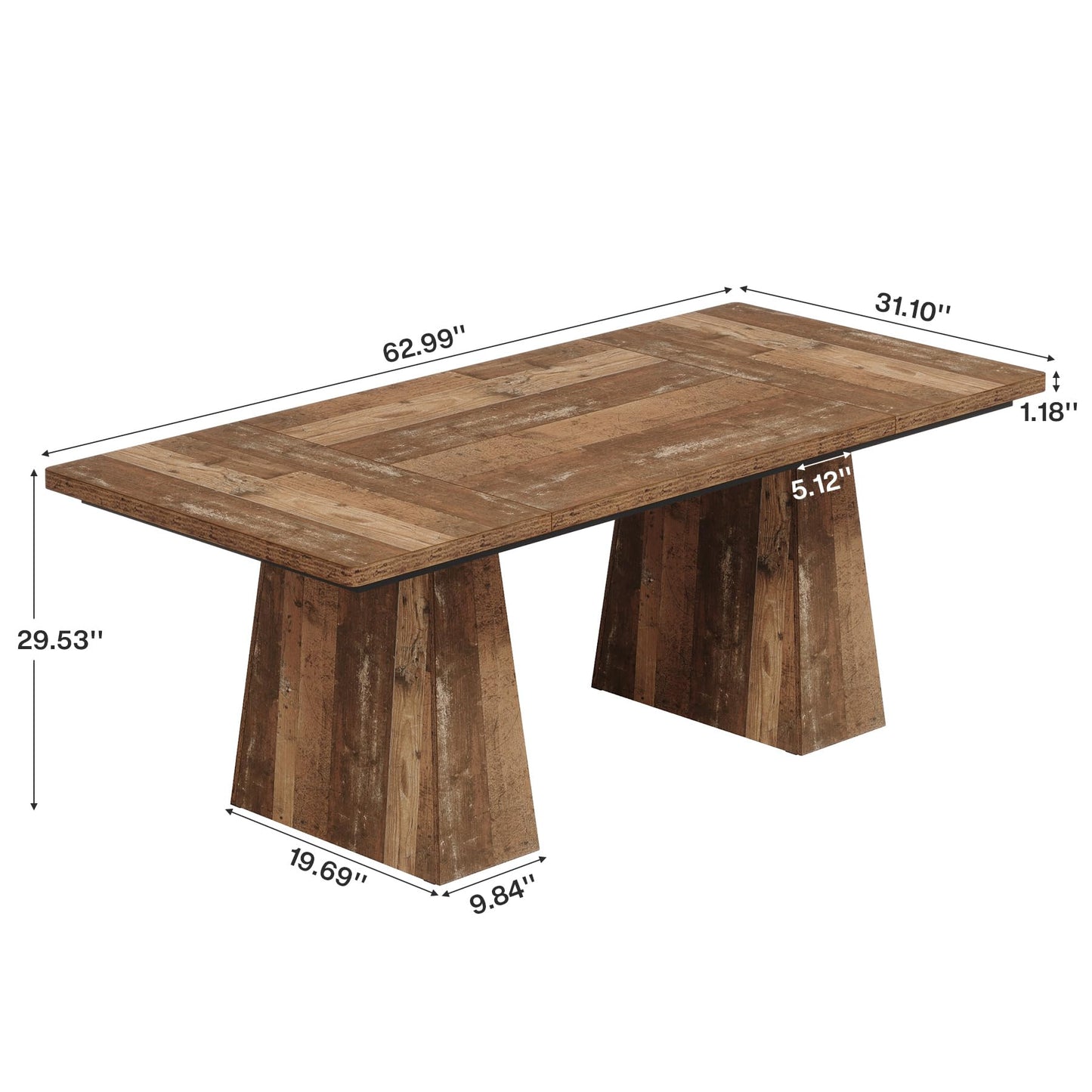 Tribesigns 63-Inch Executive Desk, Large Office Computer Desk with Double Pedestal, Modern Simple Workstations Writing Table Conference Table Business Furniture for Home Office, Light Brown