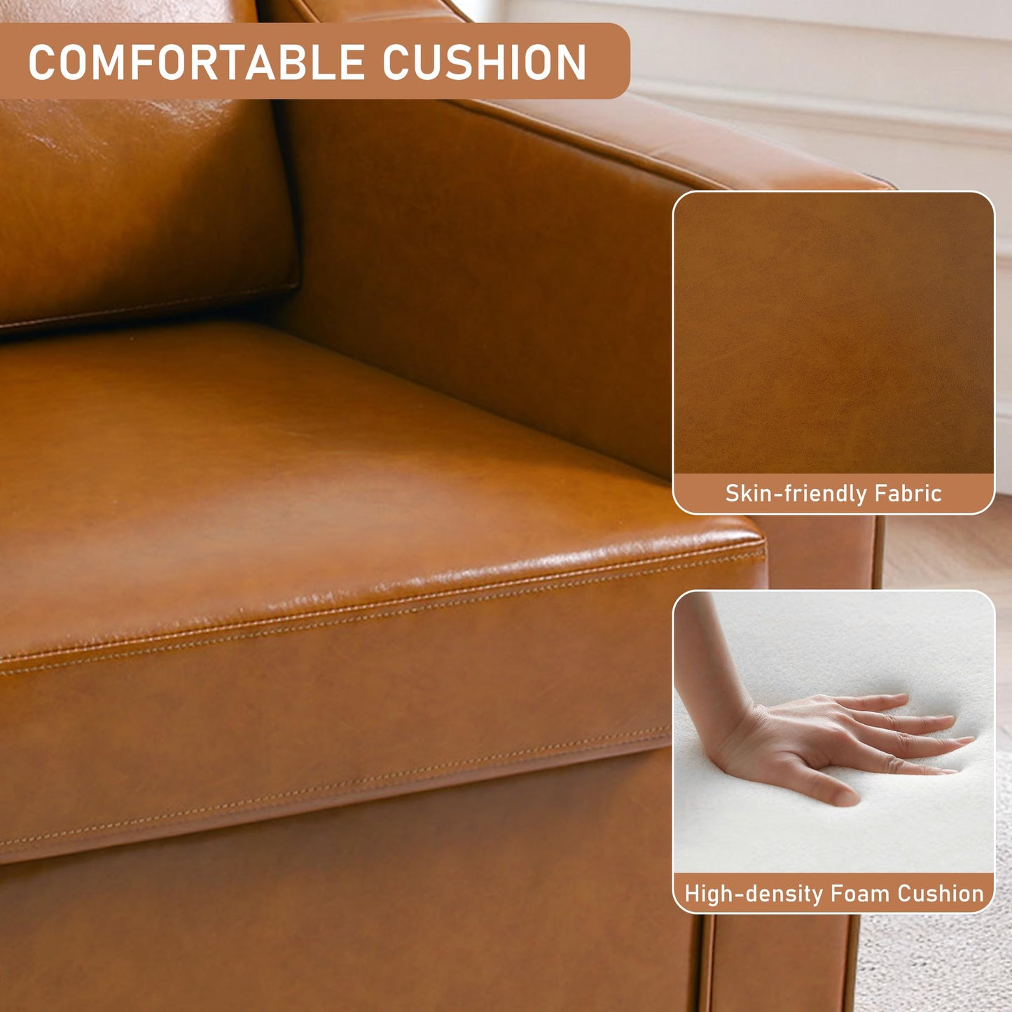 Swivel Accent Chairs Set of 2, 360° Swivel Upholstered Faux Leather Club Armchairs for Living Room, Comfy Single Sofa Reading Chair with Deep Seat, Metal Swivel Base, Coffee