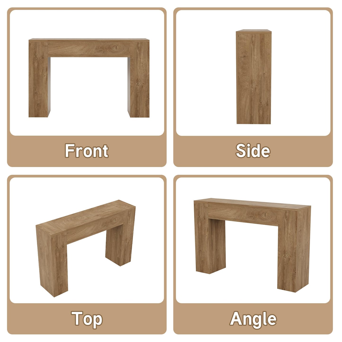 Wood Console Table for Entryway Living Room, 43-Inch Modern Sofa Table, Farmhouse Small Rectangular Accent Console with Wooden Double Base for Behind Couch Hallway Foyer Entrance, Light Oak Brown
