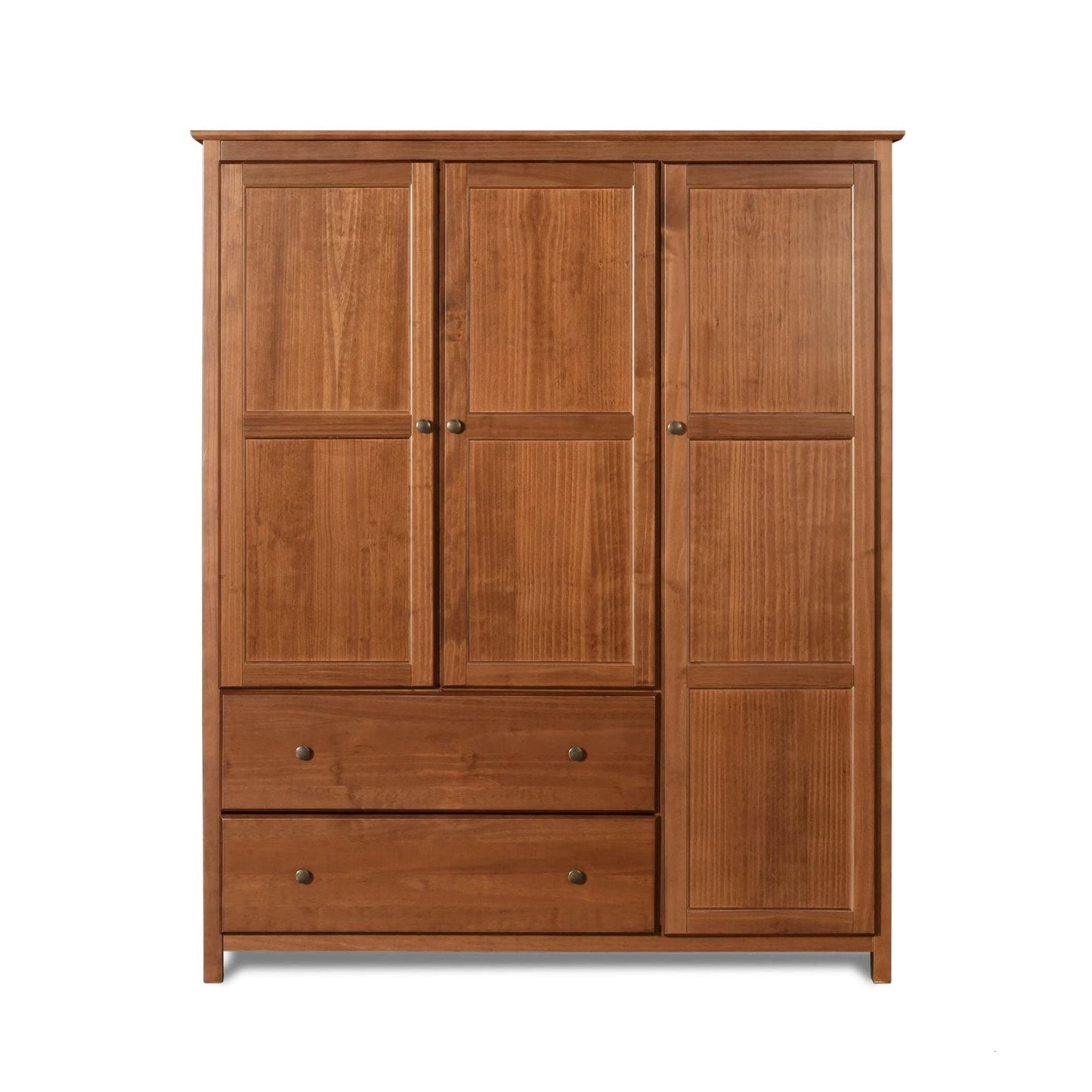 Grain Wood Furniture Shaker 3-Door Wardrobe, Solid Wood with Expresso Finish