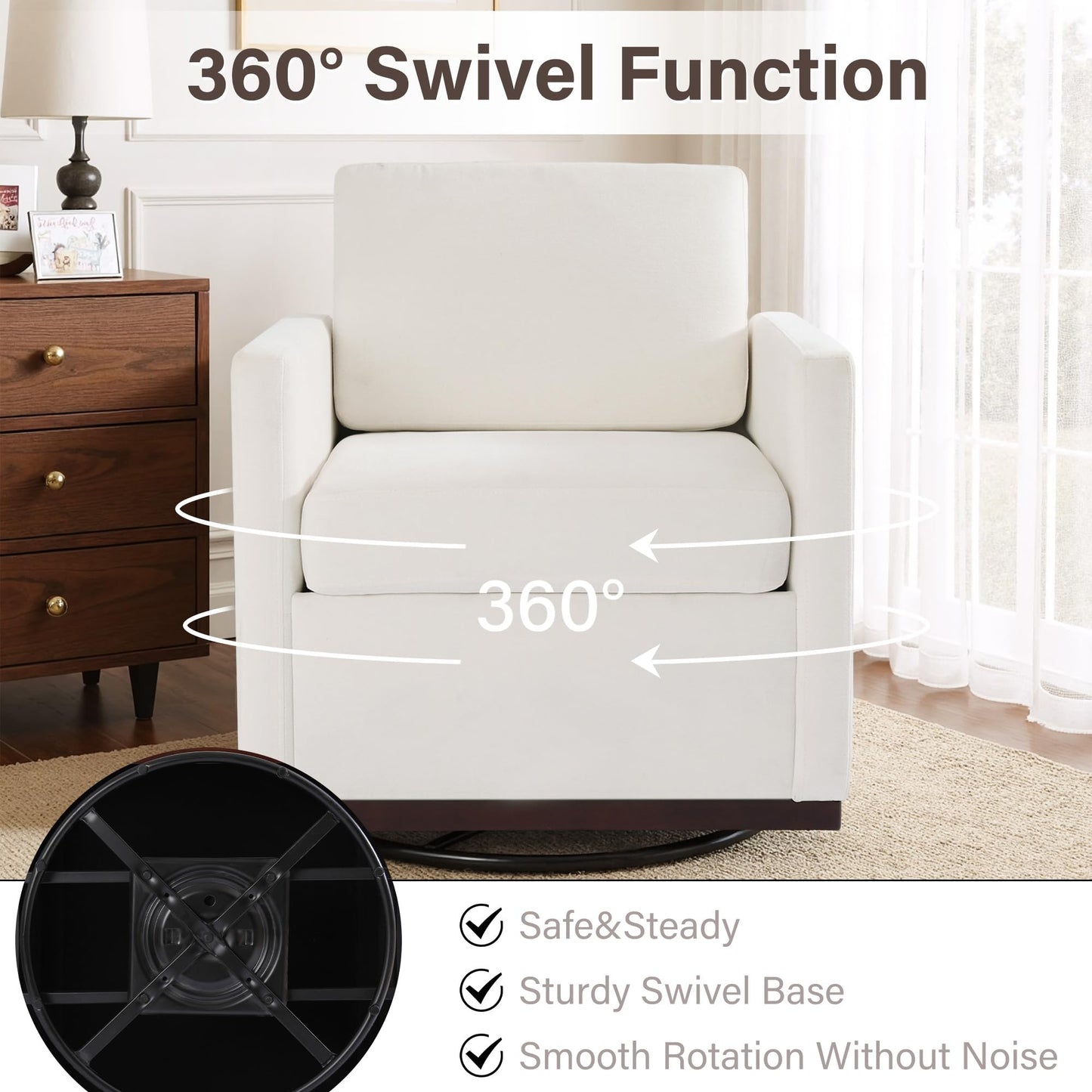 Faux Leather Swivel Accent Chairs Set of 2, 360° Swivel Upholstered Club Armchairs for Living Room, 31" Wide Square Single Sofa Reading Chair with Deep Seat, Metal Swivel Base, Navy