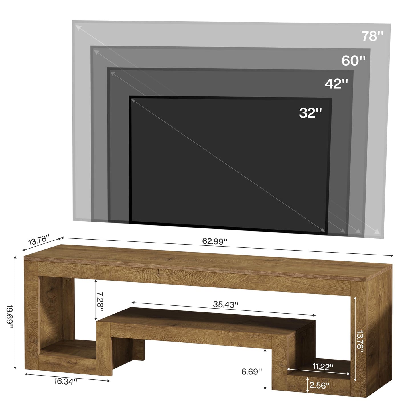 Tribesigns 63-Inch TV Stand for 55/60/65/75-Inch TVs, Farmhouse Entertainment Center with Open Storage Shelves, Wood Television Console for Living Room, Bedroom