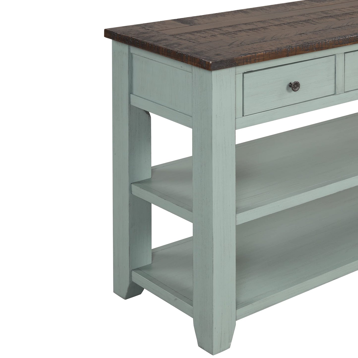 LKTART Solid Wood Console Table, Sofa Table with Storage Drawers and Bottom Shelf, Entryway Table for Entry Hallway Foyer,Easy Assembled (48.8" Green)