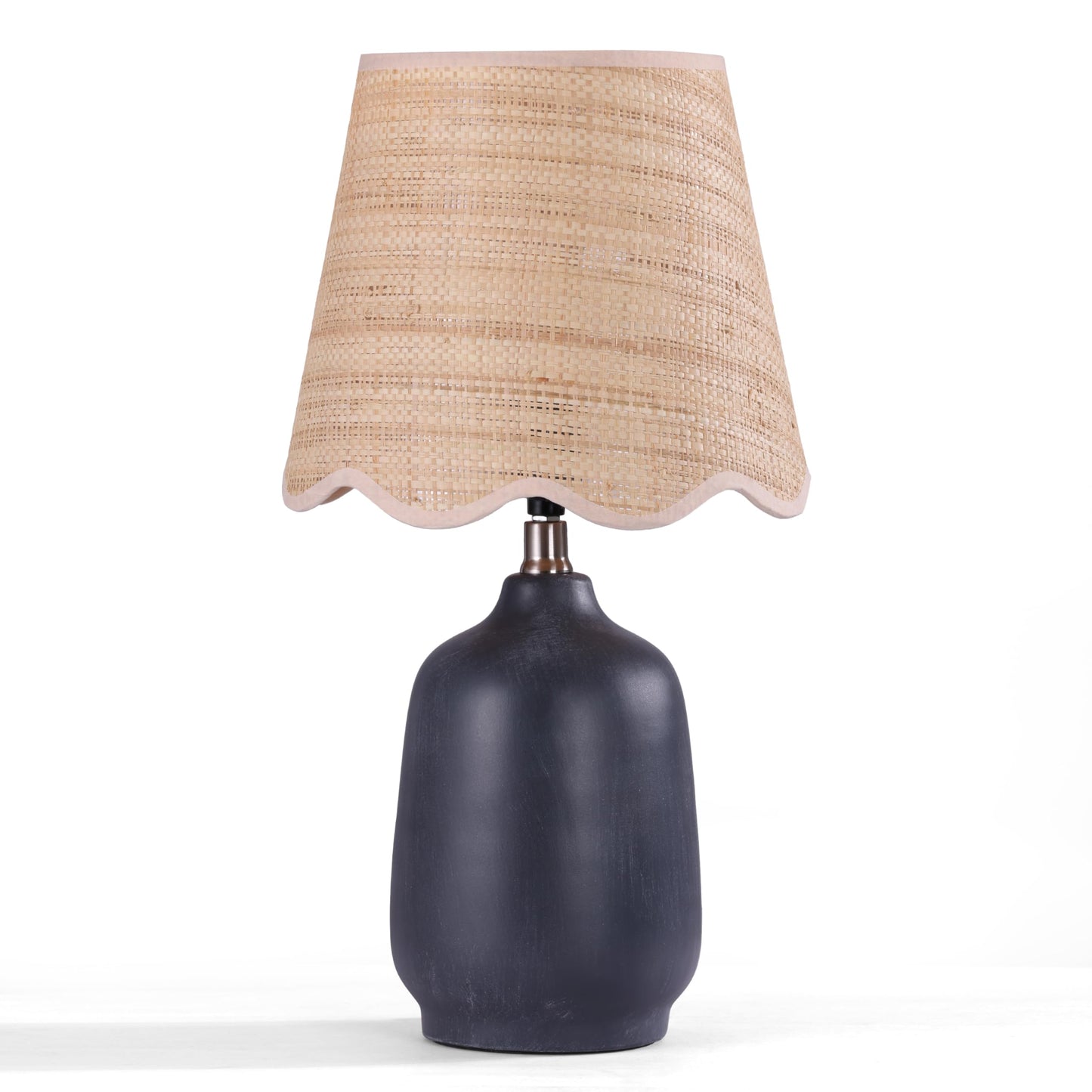 Farmhouse Ceramic Table Lamp, 21" Rustic Table Lamp with Linen Shade, 3-Way Dimmable Bedside Nightstand Lamps for Bedroom, Living Room, E26 Socket, Dark Grey