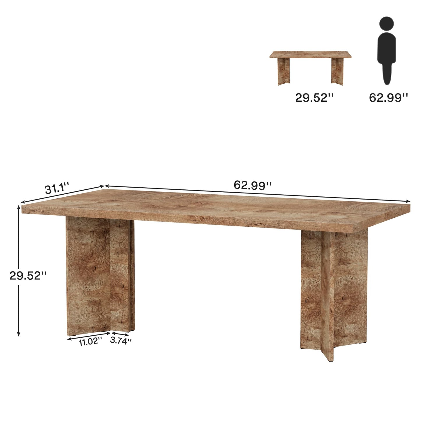 Tribesigns 63-inch Executive Desk, Vintage Home Office Computer Desk with Large Tabletop, Farmhouse Wood Writing Conference Table Workstation for Office, Study, Walnut Brown