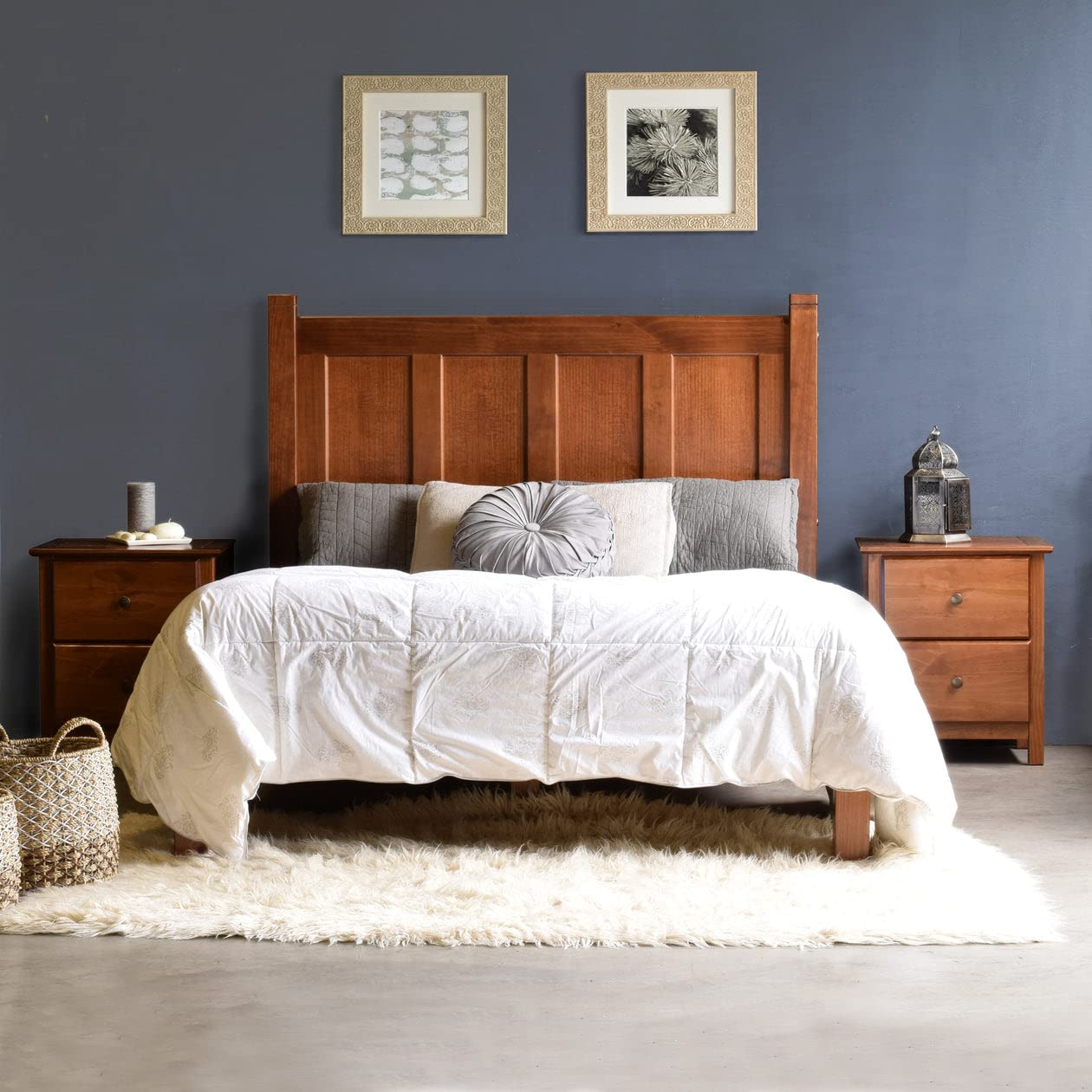 Grain Wood Furniture Shaker Solid Wood Panel Platform Bed, Queen Size, Expresso