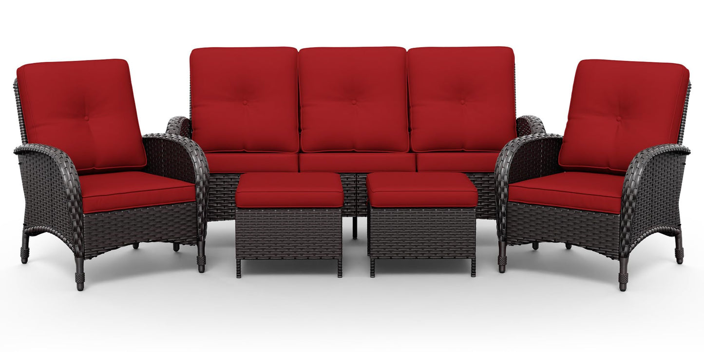 Joyside Wicker Patio Chairs Set of 2, Rattan Outdoor Furniture with Thickened Cushions, High Back, Deep Seating, Wide Armrest, Outdoor Chairs for Porch, Deck