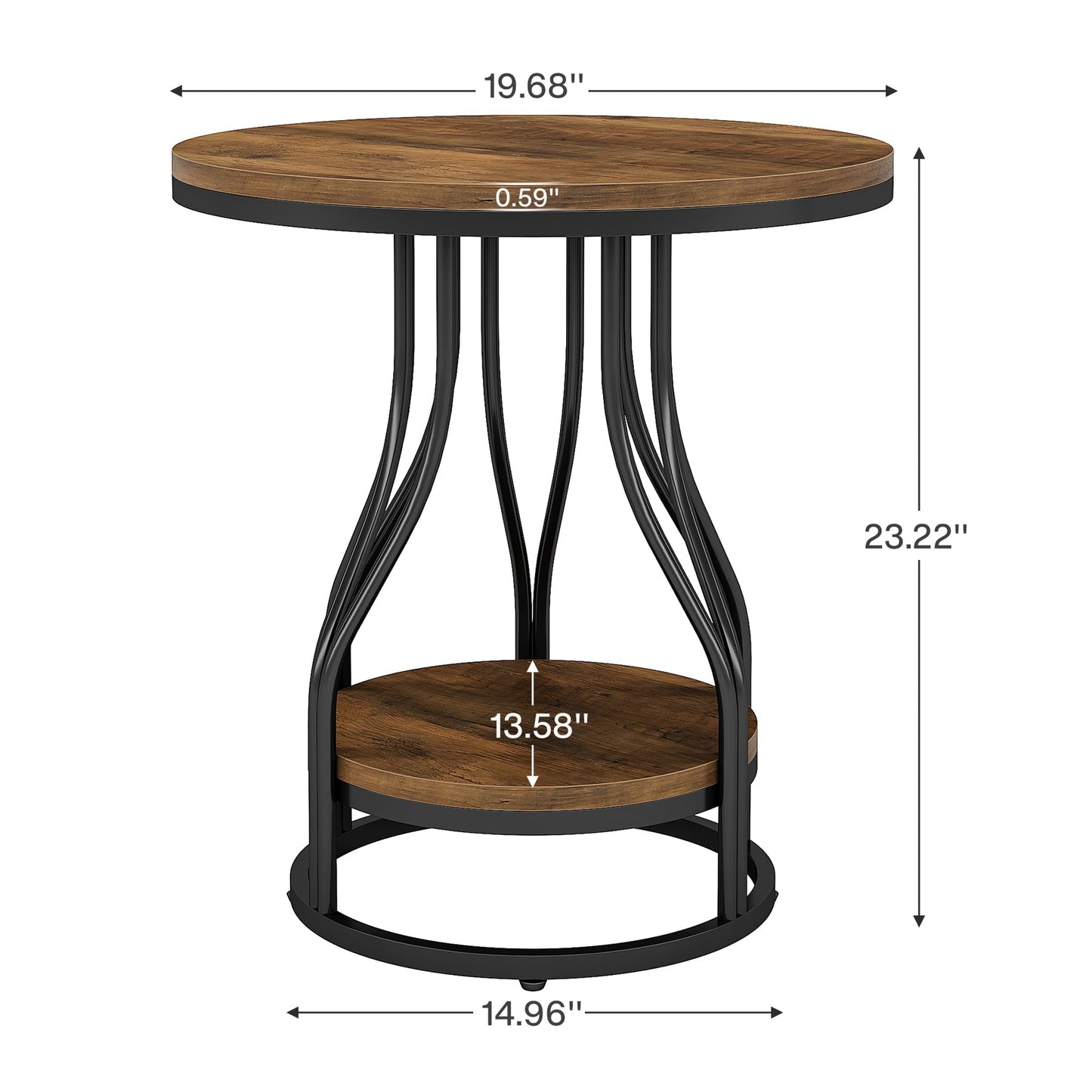 Tribesigns Round Side End Table 2-Tier End Tables Modern Bedside Table Small Chairside Tables with Storage for Couch Side, Nightstand with Metal Frame for Living Room (1, White+Gold)