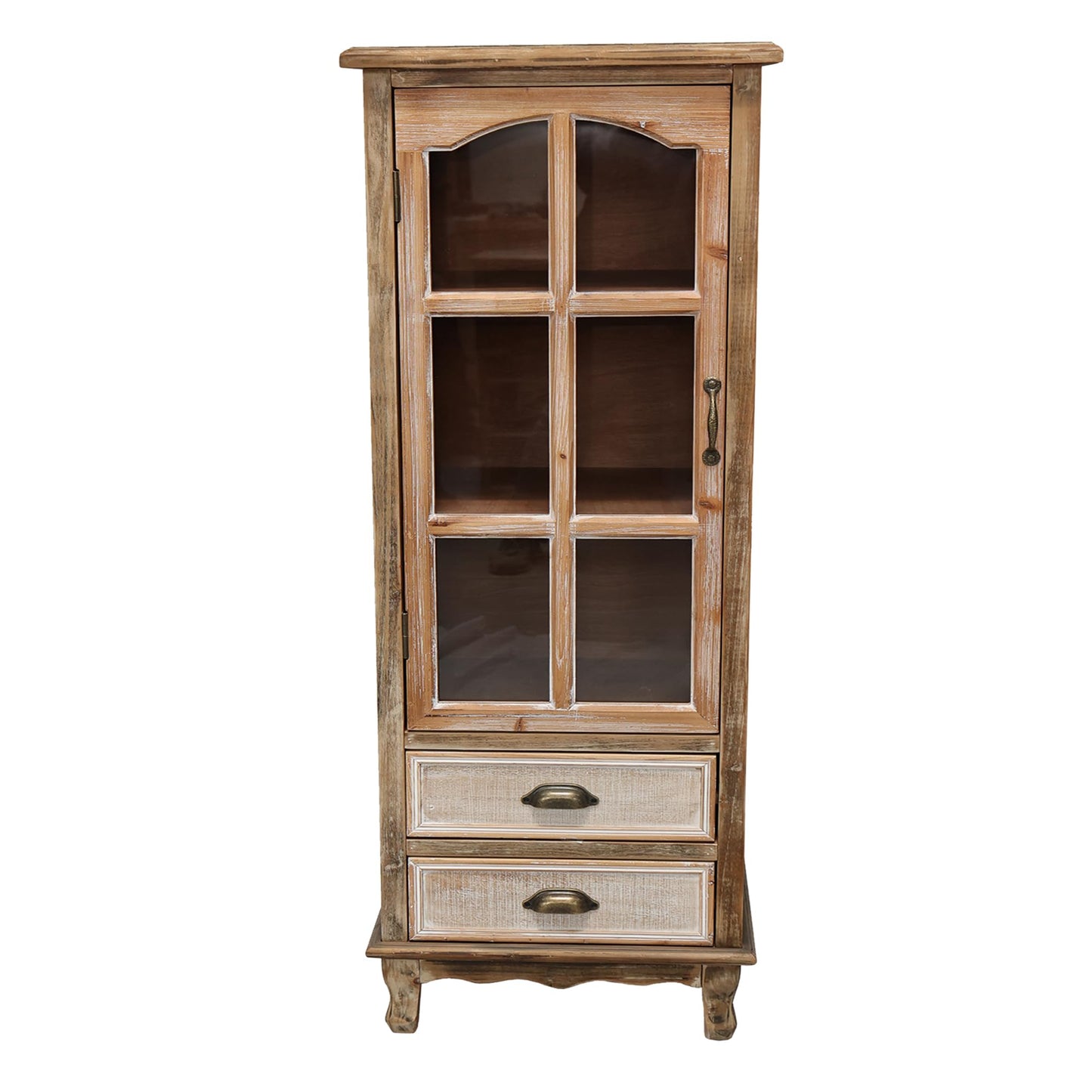 LKTART KTART 55'' Tall Kitchen Pantry Cupboard Storage Cabinet with Shelves & Drawer,French Country Accent Cabinet with Embossed Floral Metal Doors and Solid Wood Frame,Natural Wood