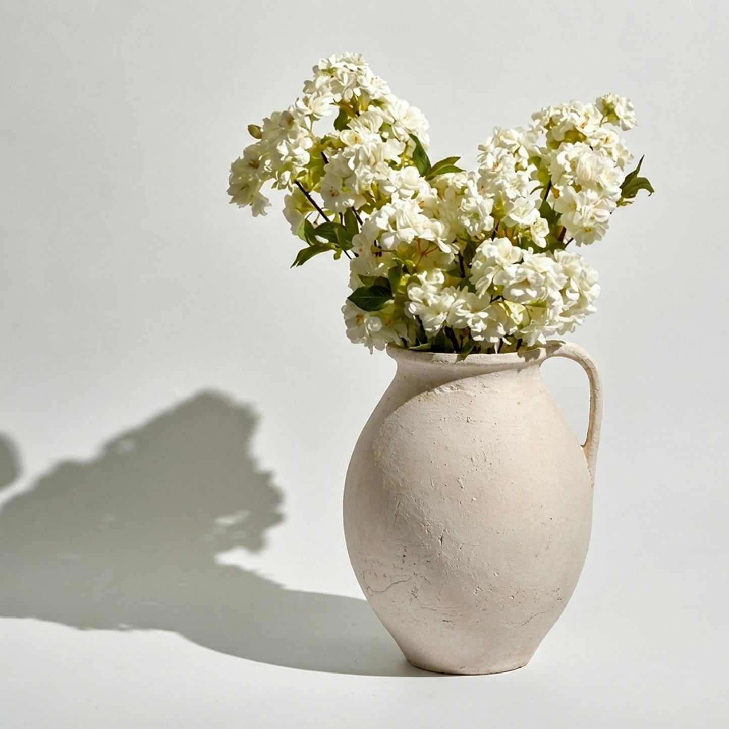 LB2 White Ceramic Large Vase, 11" Tall Zen Style, Terra Cotta Pitcher, Distressed Farmhouse Decor, Pottery Decorative Flower for Home Decor (B - White 11")