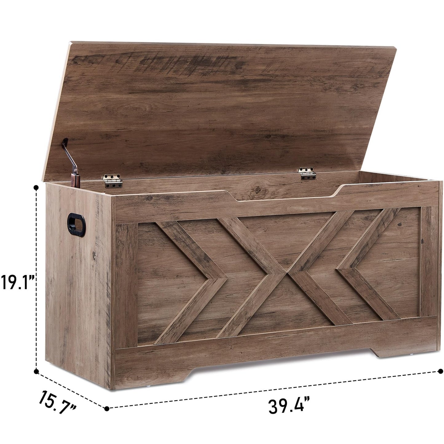 47.2” Storage Bench,Extra Large Wooden Storage Chest with 2 Safety Hinges,entryway Bench,Blanket Storage,Shoe Storage Bench for Entryway,Bedroom,Living Room,Easy Assembly.-Greige