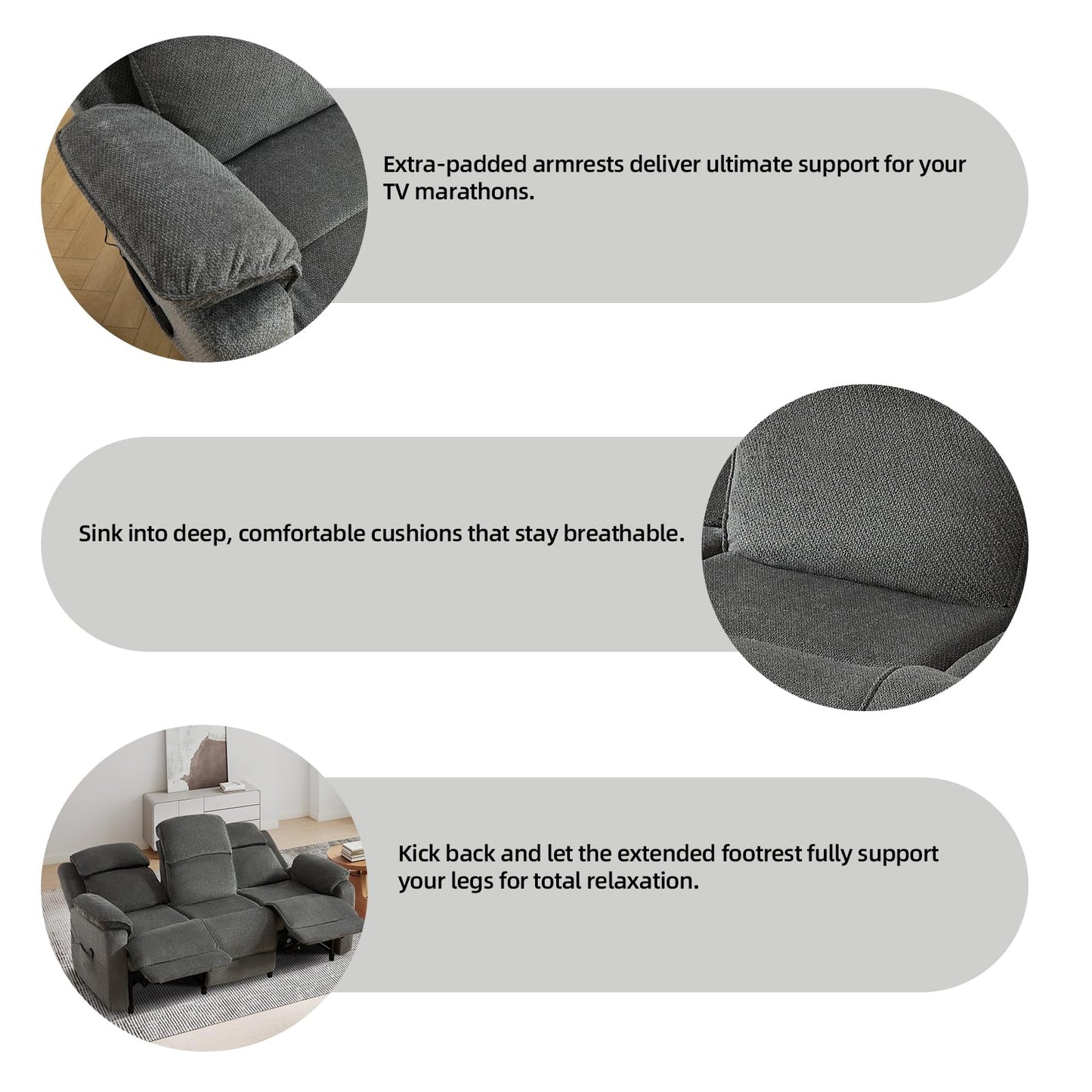IOMOR Power Recliner Chair, Electric Recliner for Adults, Reclining Sofa Chair, Adjustable Home Theater Seating with Side Pocket for Small Space, Living Room (1, Dark Gray, Single Recliner)