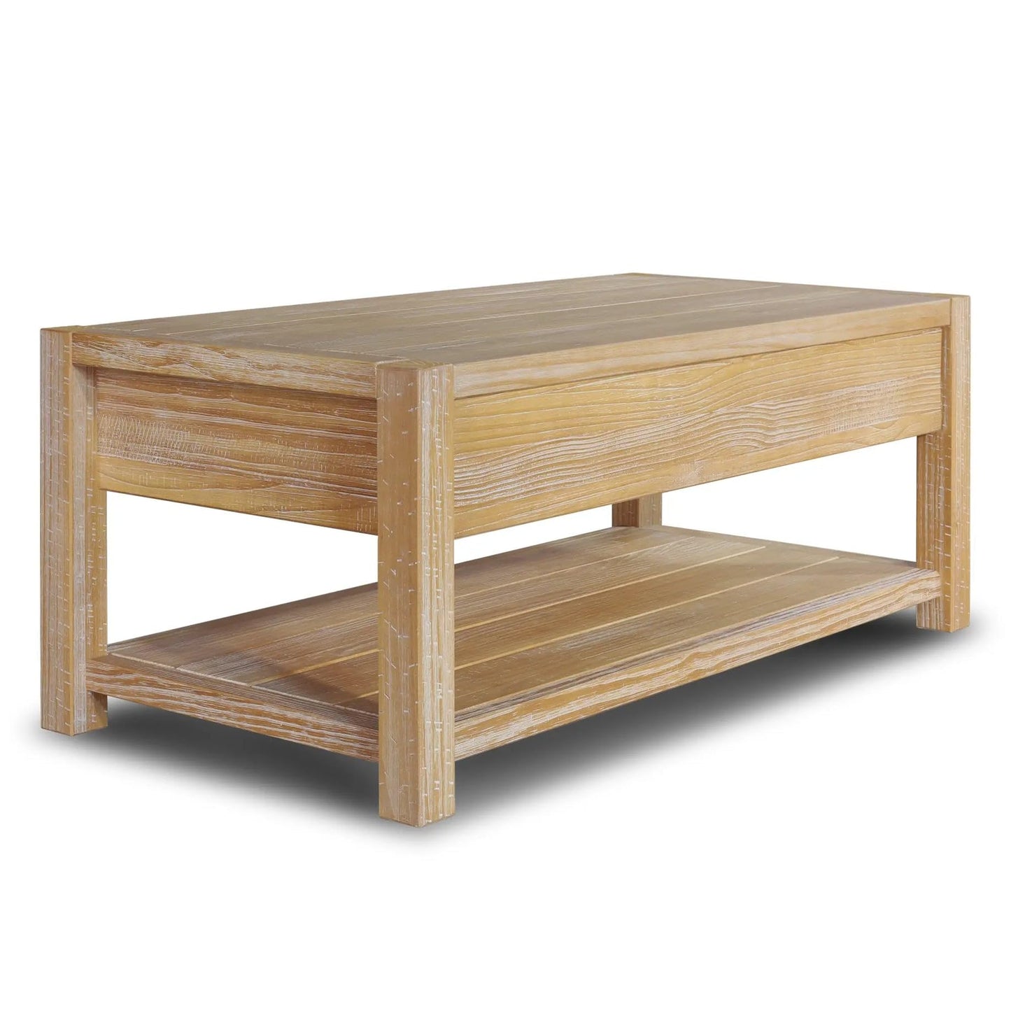 Grain Wood Furniture Montauk Coffee Table, Solid Wood with a Driftwood Finish