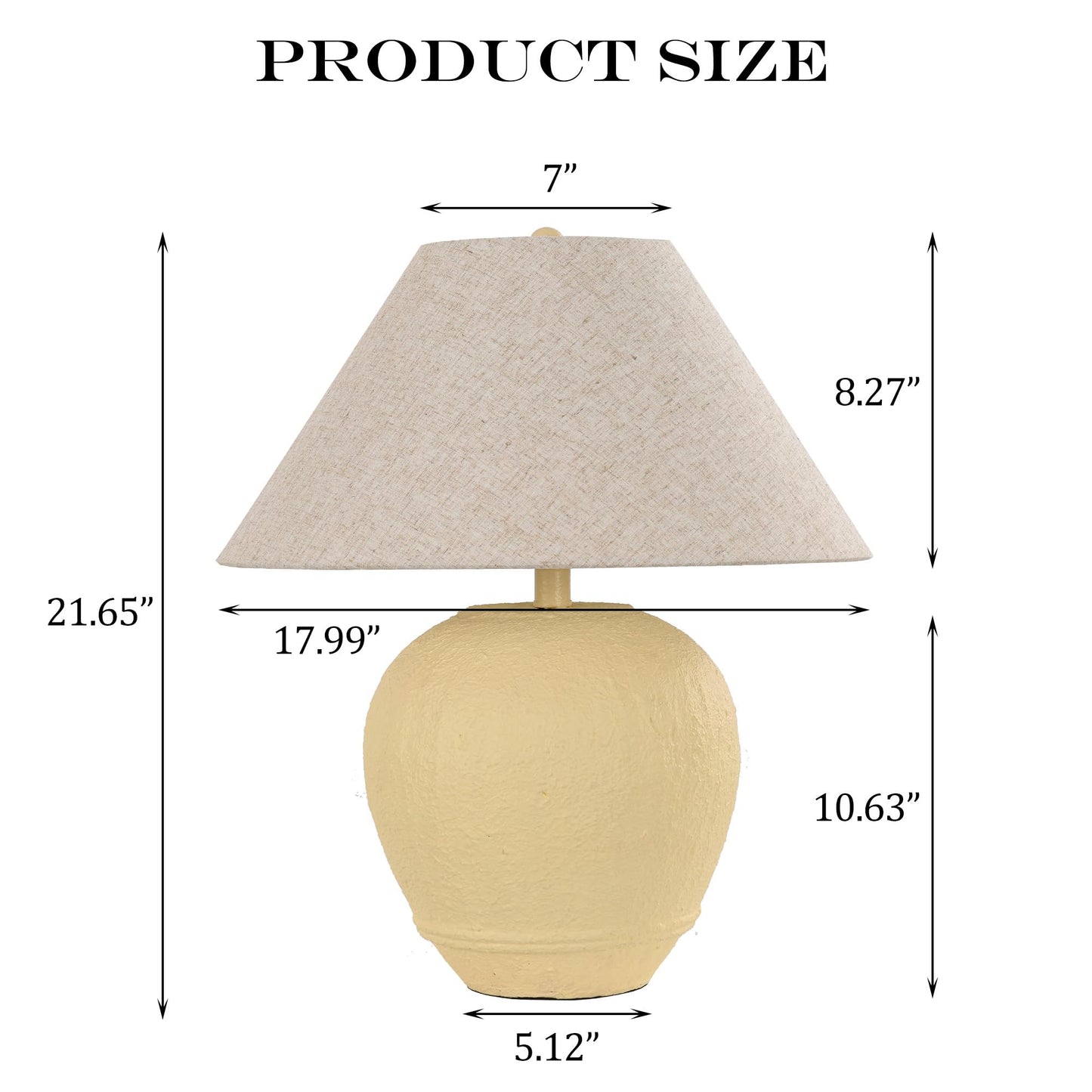 Farmhouse Ceramic Table Lamp, 21" Rustic Table Lamp with Linen Shade, 3-Way Dimmable Bedside Nightstand Lamps for Bedroom, Living Room, E26 Socket, Dark Grey