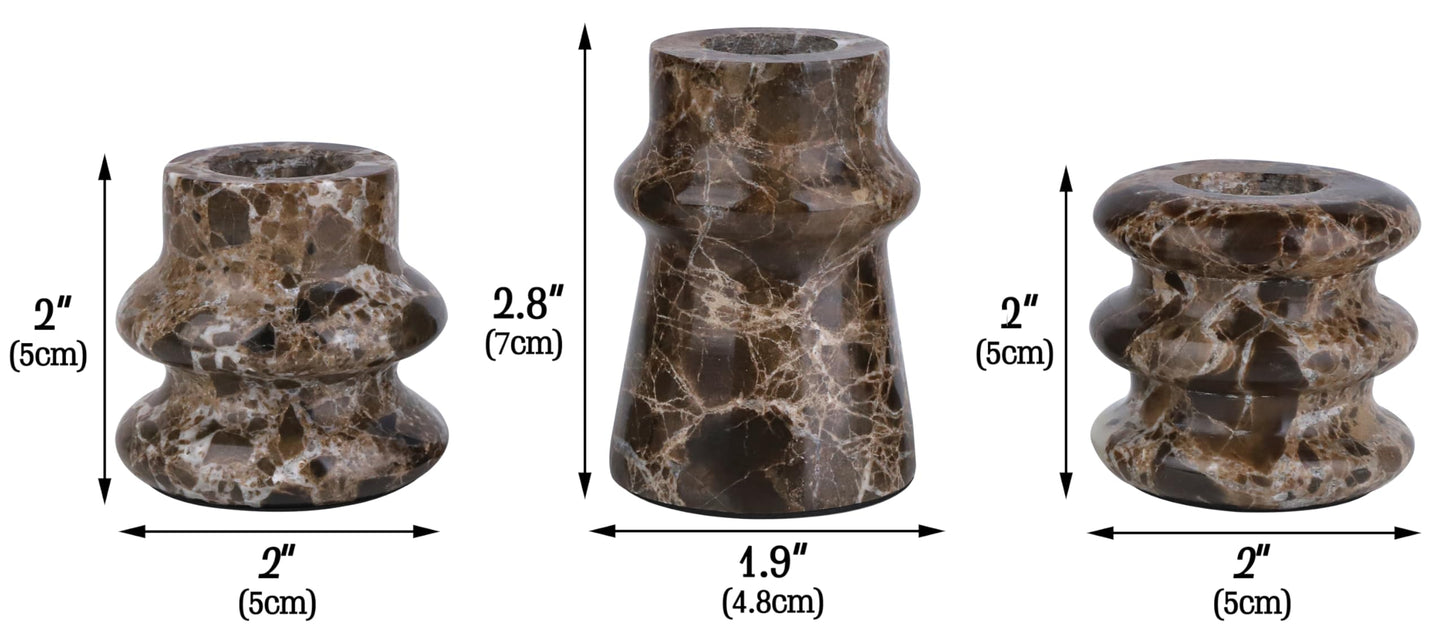 Vixdonos Marble Candle Holder Set of 2 Taper Candle Candlestick Mantle Candle Stand for Home Decor,Wedding,Party and Table Centerpieces(Brown)