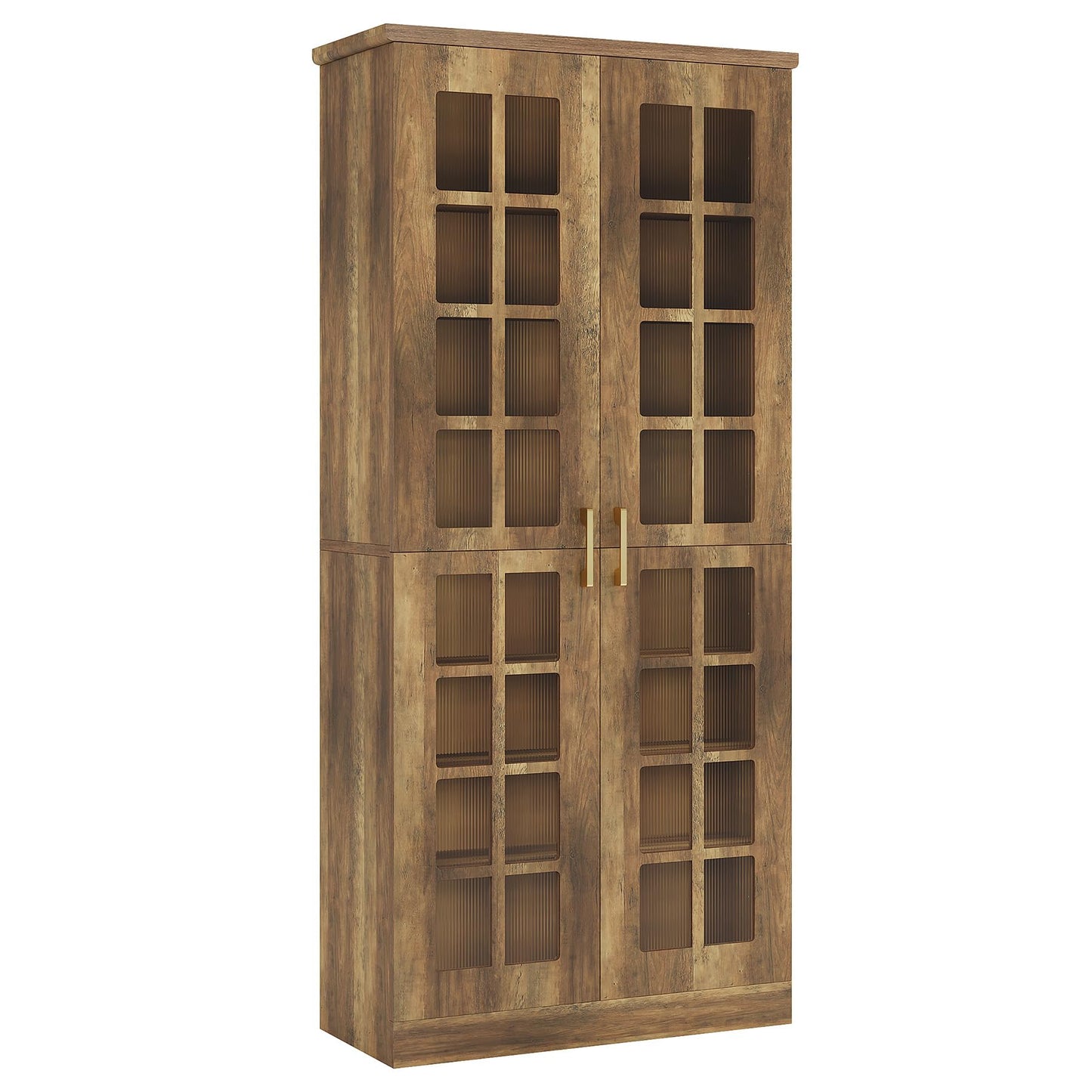 Tribesigns Tall Shoe Cabinet with Doors, 8-Tier Shoe Storage with Adjustable Shelves, Modern Shoe Organizer Shoe Rack Cabinet for Entryway, Hallway, Closet, Living Room, Rustic Brown
