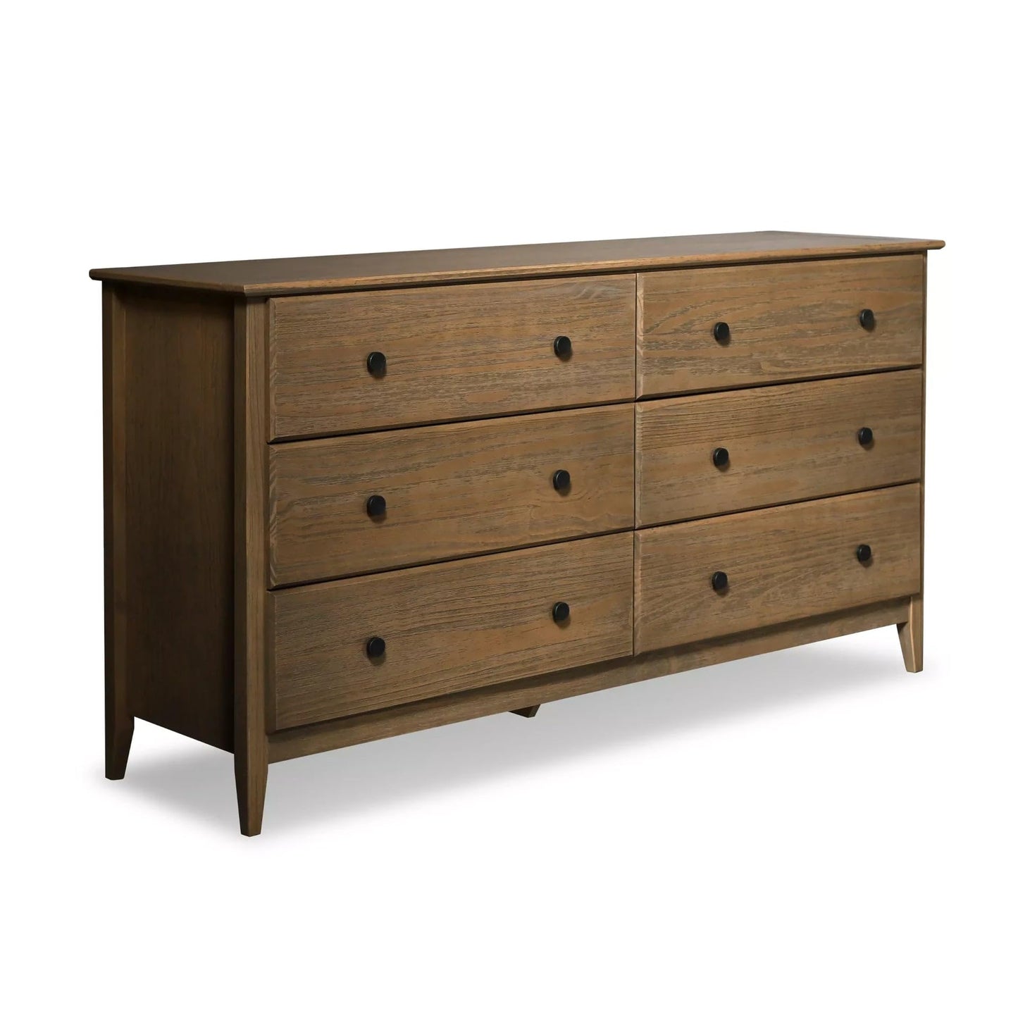 Grain Wood Furniture Greenport 6-Drawer Bedroom Dresser, Solid Wood with a Brushed Walnut Finish
