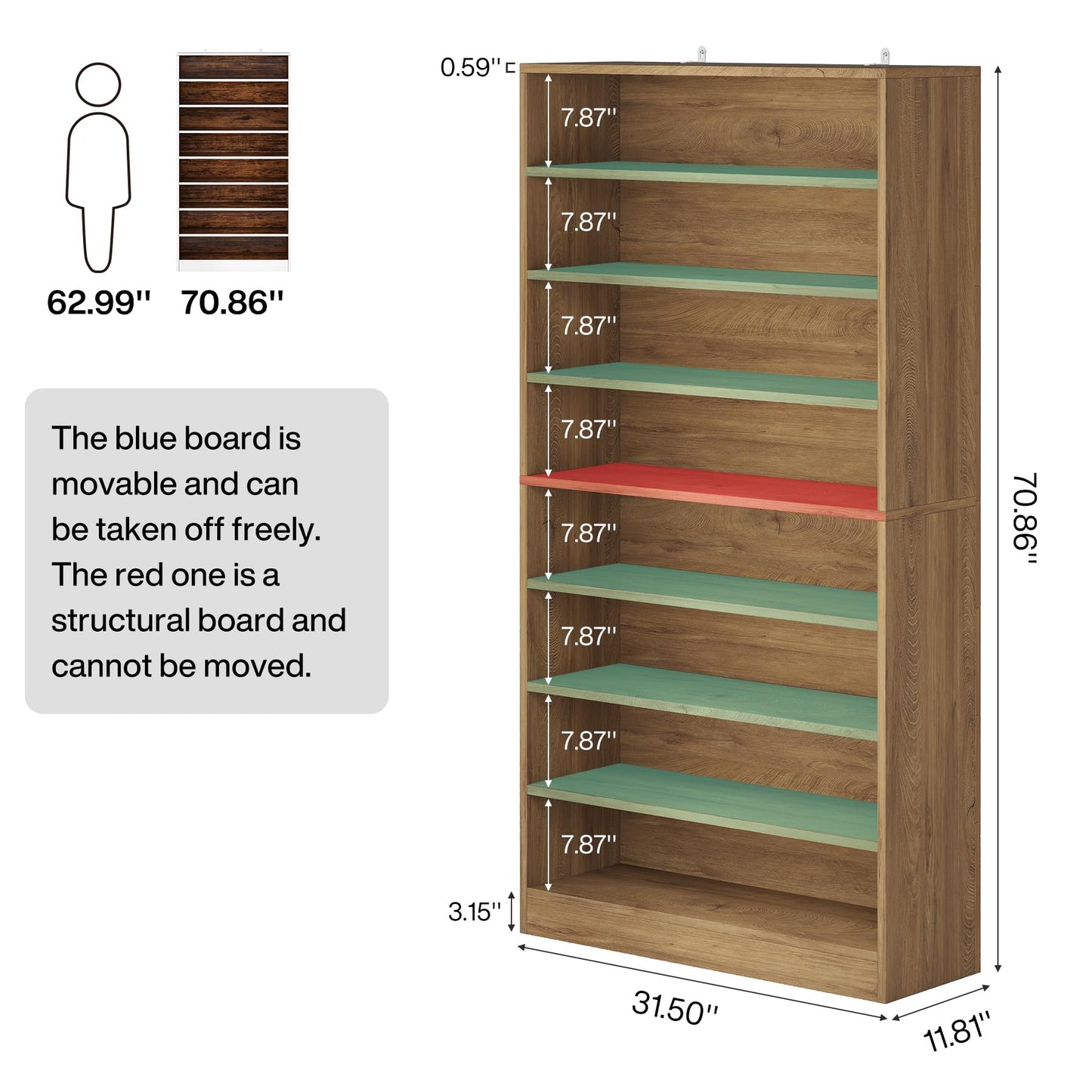 Tribesigns Shoe Cabinet, 9 Tiers 40-45 Pairs Heavy Duty Wood Freestanding Shoe Storage Cabinet, 70.8'' Tall Shoe Cabinet with Open Storage for Entryway, White