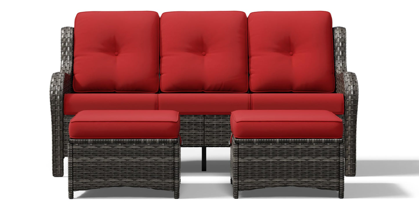 Joyside Outdoor Patio Couch, 3 Seater Outdoor Wicker Sofa with High Back, Deep Seating, Wide Armrest, Thickened Cushions, Patio Sofa for Deck, Porch Use
