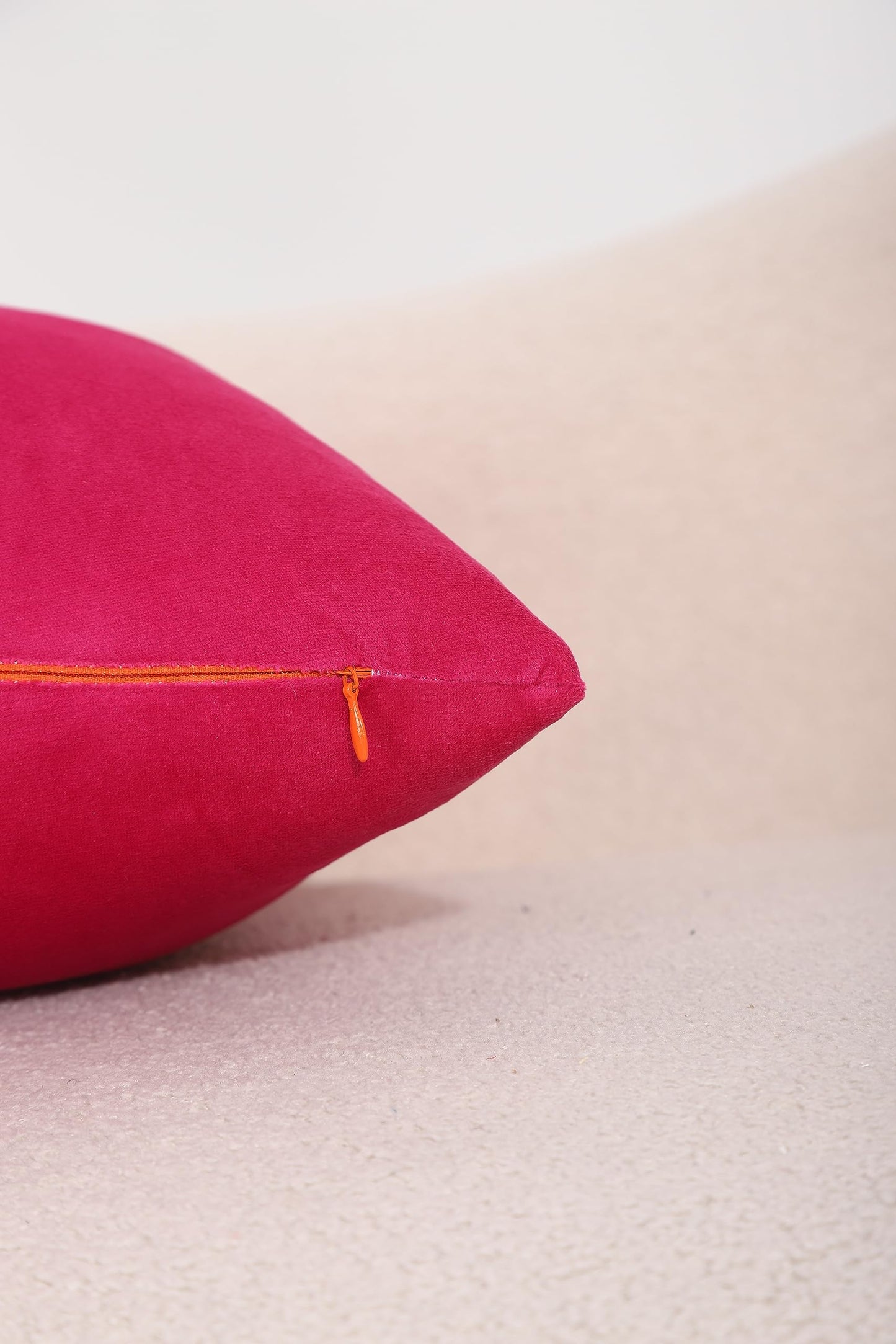 VAKADO Throw Pillow Covers 18x18 Set of 2 Decorative for Bed Couch Hot Pink Velvet Cushion Cases Decoration Valentines Day Wedding Love Home Decor for Sofa Living Room,Magenta