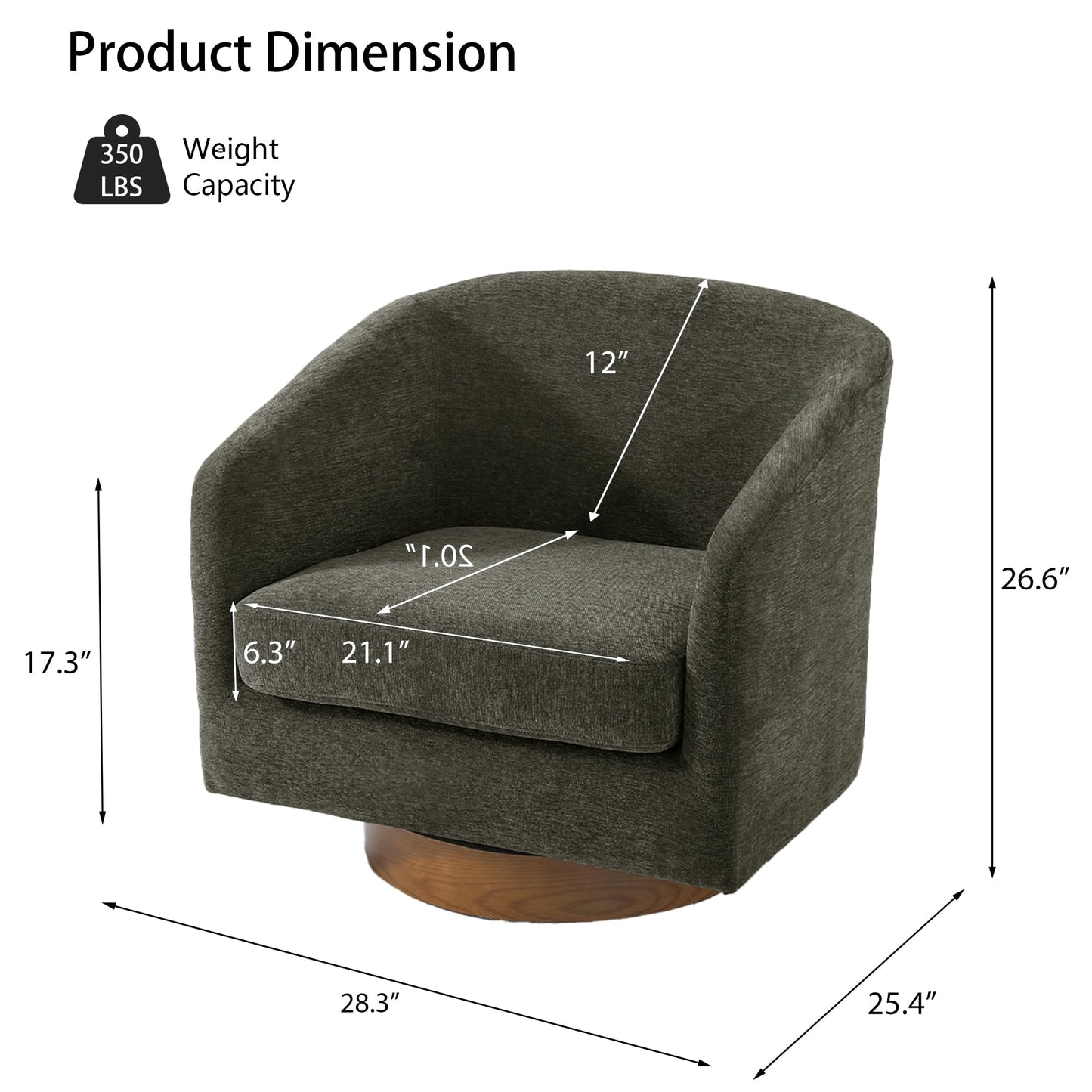 Swivel Barrel Chairs Set of 2, 31" W Modern Faux Leather Round Swivel Accent Chair for Living Room, 360° Rotation Upholstered Armchair Club Chair for Bedroom, Reading Room, Office (Brown)