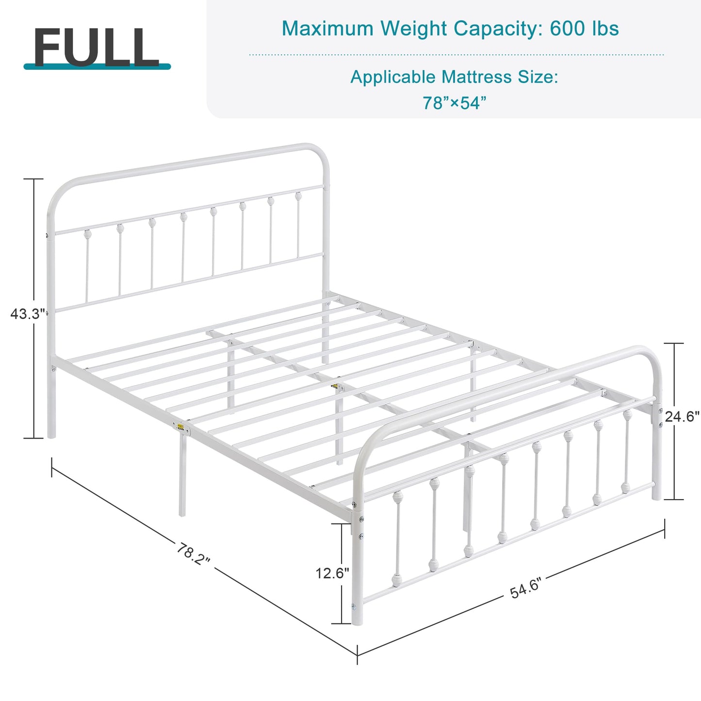 VECELO King Size Victorian Style Metal Bed Frame with Headboard/Mattress Foundation/No Box Spring Needed/Under Bed Storage and Strong Slat Support Purple Bronze