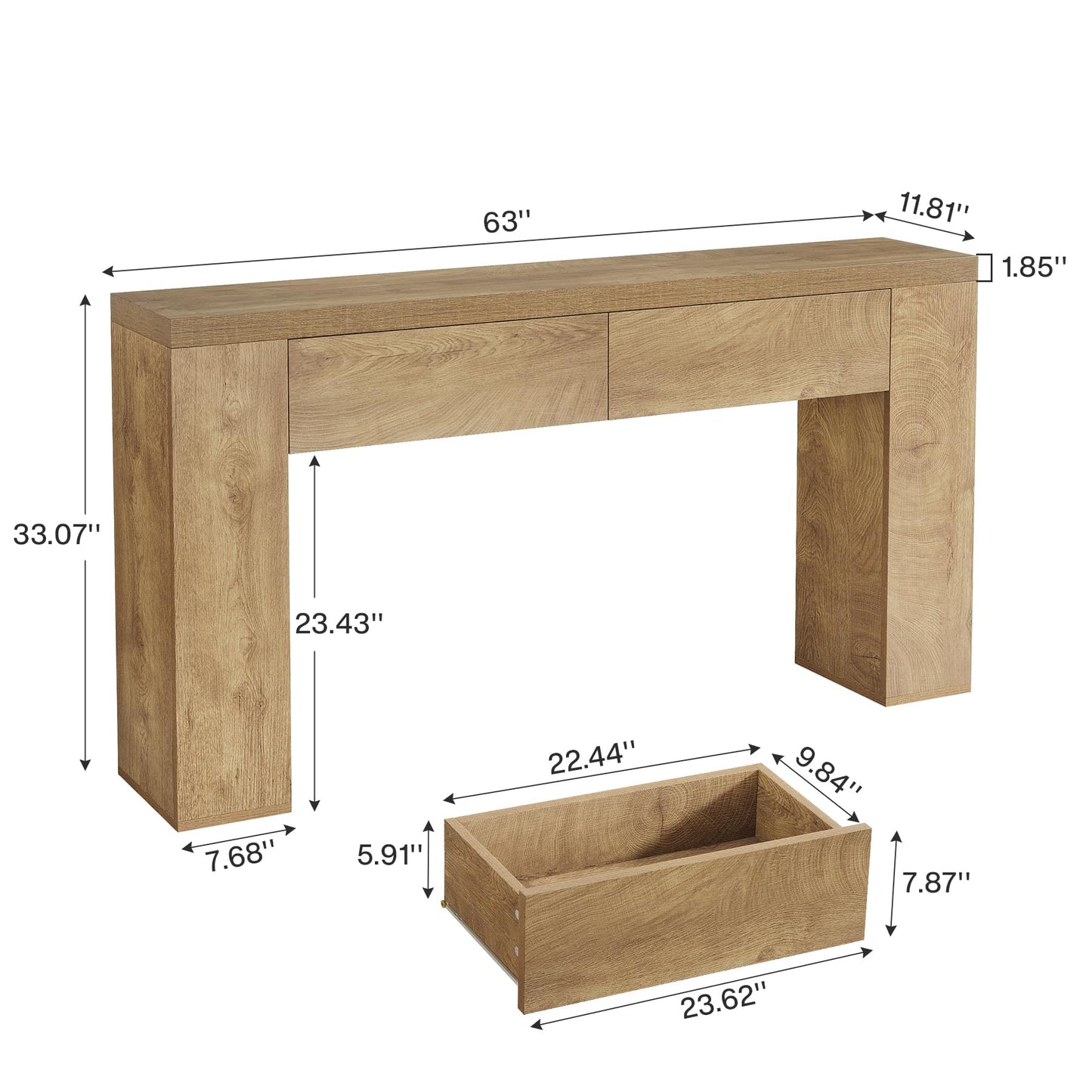 Tribesigns 63-Inch Console Table, Farmhouse Entryway Table with 2 Drawers and Sturdy Legs for Hallway, Living Room, Foyer, Easy Assembly (Black)