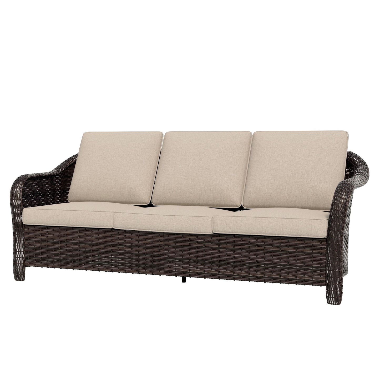 55 inch Outdoor Wicker 2 Seater Sofa, All-Weather Use Patio Rattan Loveseat with Seat and Back Cushion, Ideal for Porch, Backyard, Balcony, Poolside, Blue