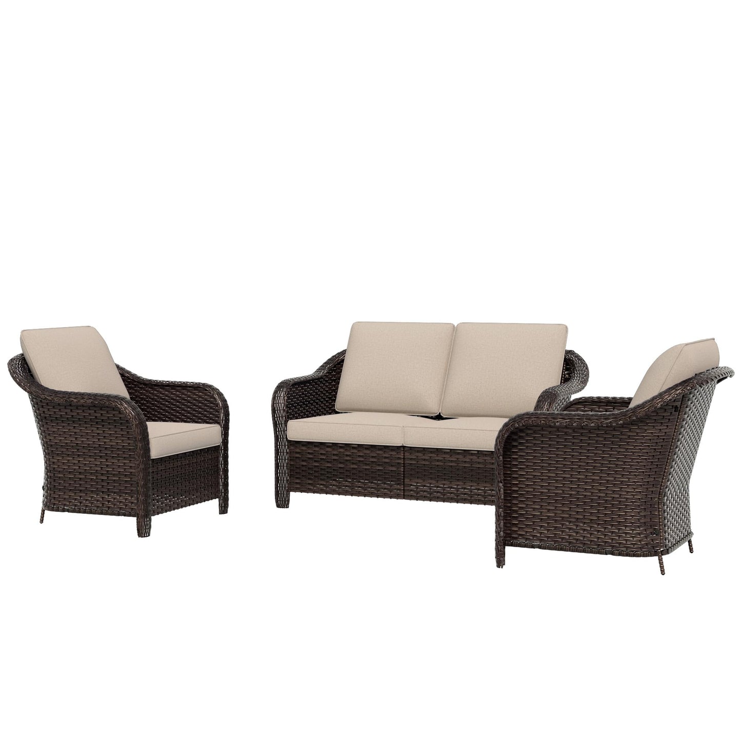 55 inch Outdoor Wicker 2 Seater Sofa, All-Weather Use Patio Rattan Loveseat with Seat and Back Cushion, Ideal for Porch, Backyard, Balcony, Poolside, Blue