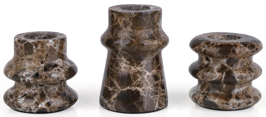 Vixdonos Marble Candle Holder Set of 2 Taper Candle Candlestick Mantle Candle Stand for Home Decor,Wedding,Party and Table Centerpieces(Brown)
