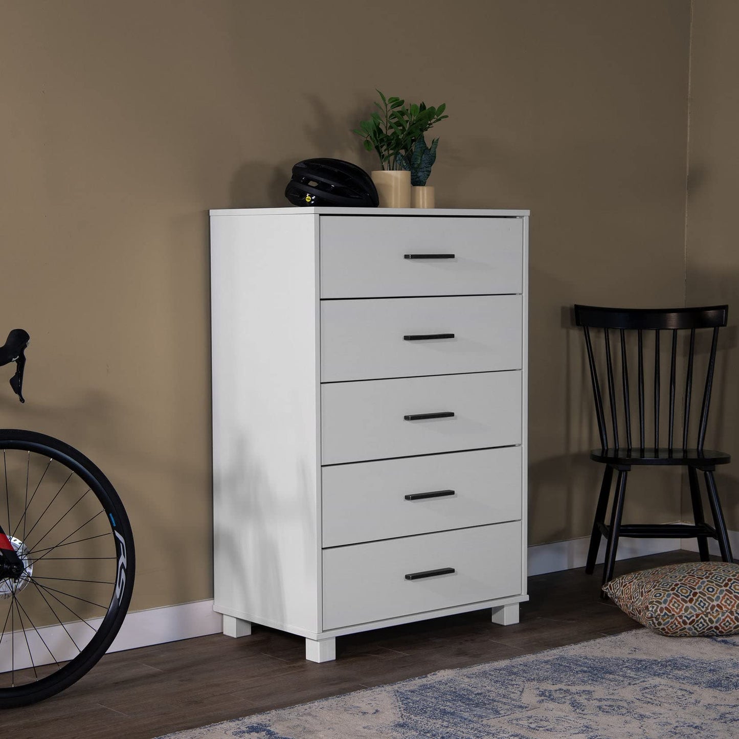 Grain Wood Furniture Loft 5-Drawer Chest, Solid Wood with Brushed White Finish