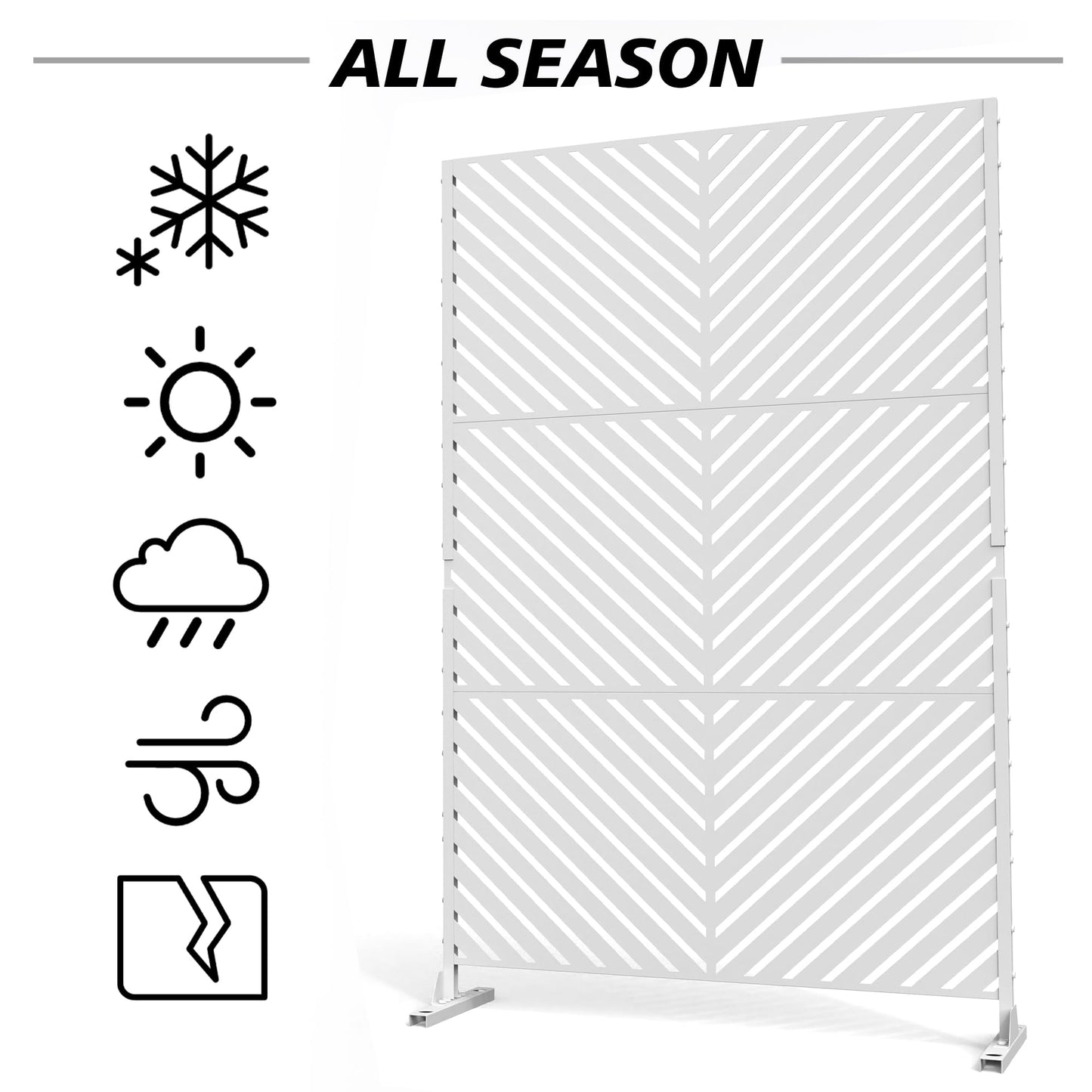 Outdoor Metal Privacy Screen with Stand, 72" H x 47" W Freestanding Outdoor Patio Divider, Decorative Patio Privacy Fence Panel for Garden Backyard Balcony Porch (Brown-Crossbanding)