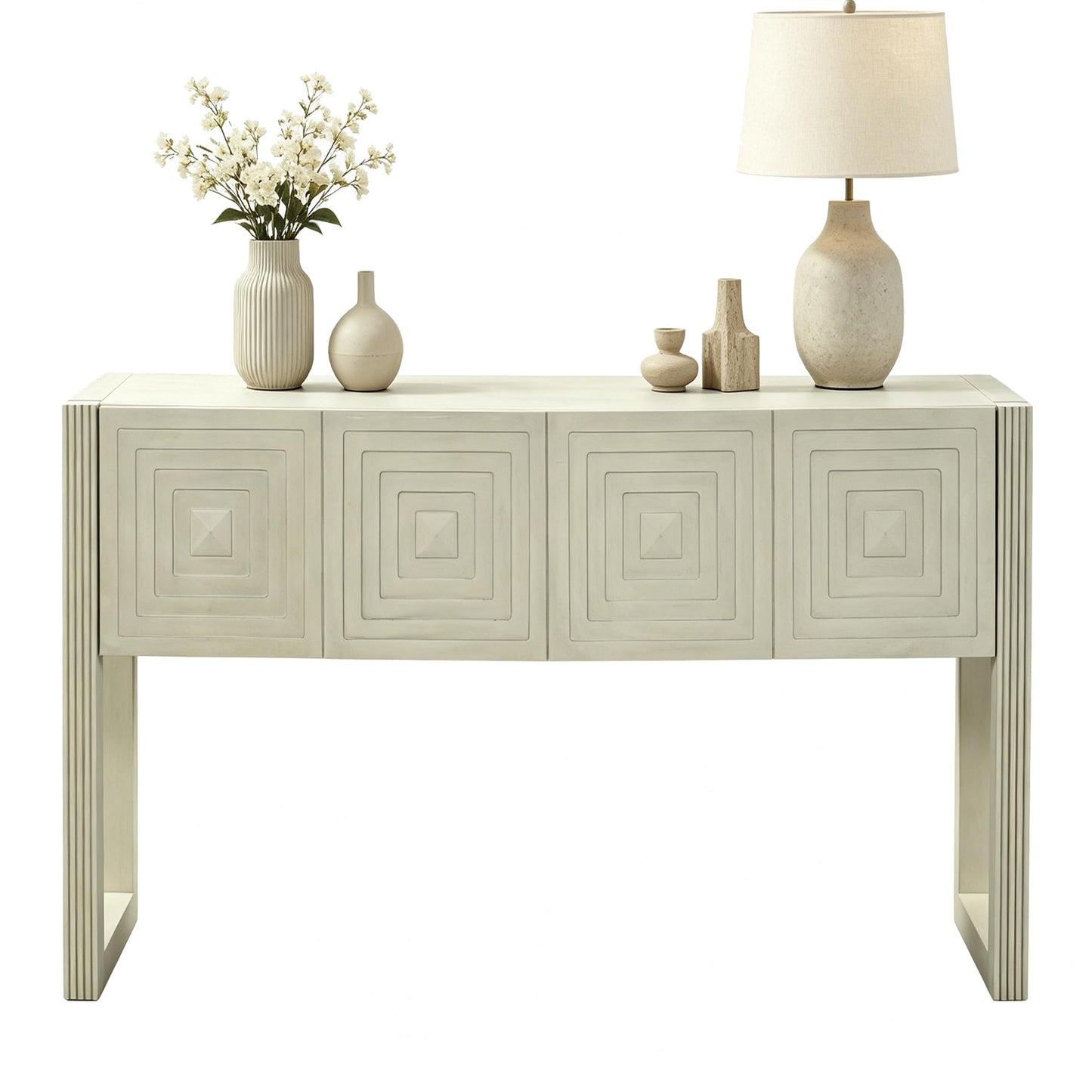 LKTART Solid Wood Farmhouse Console Table,Sofa Table with Storage Drawers and Shelves,Entryway Table for Entry Hallway Foyer Sofa Side Table,EasyAssembled (48" Navy Blue)