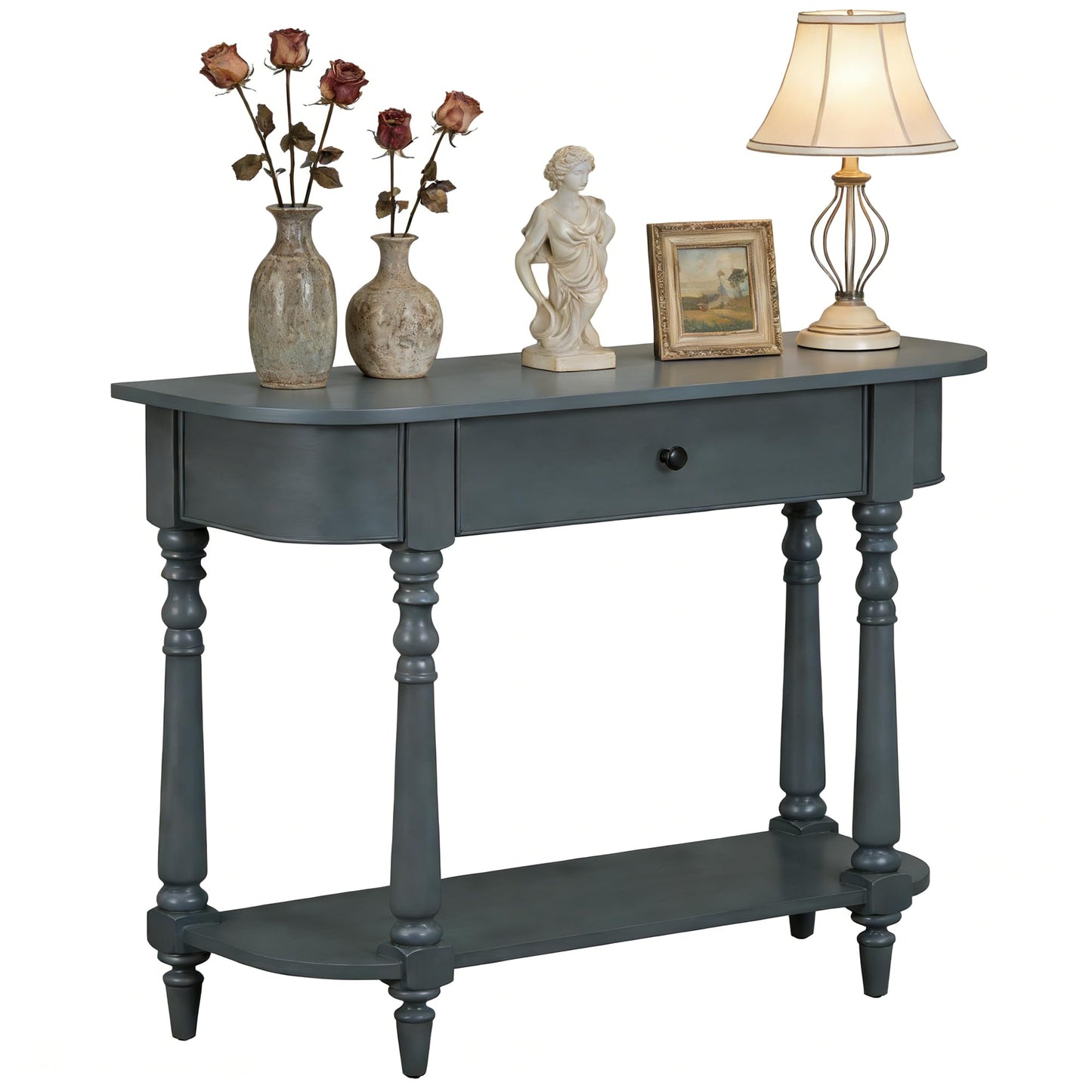 LKTART Small Solid Wood Sofa Table,Console Table with Drawers and Bottom Shelf, Entryway Hallway Foyer Entry Table for Living Room(23.7" Natural)