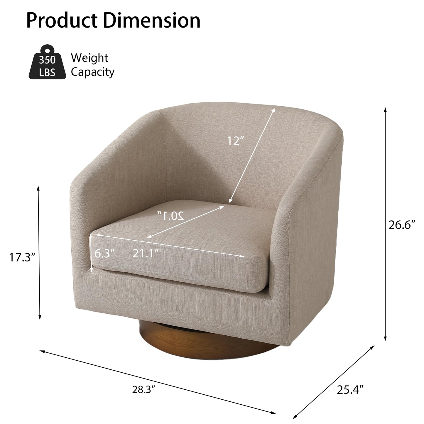 Swivel Barrel Chairs Set of 2, 31" W Modern Faux Leather Round Swivel Accent Chair for Living Room, 360° Rotation Upholstered Armchair Club Chair for Bedroom, Reading Room, Office (Brown)