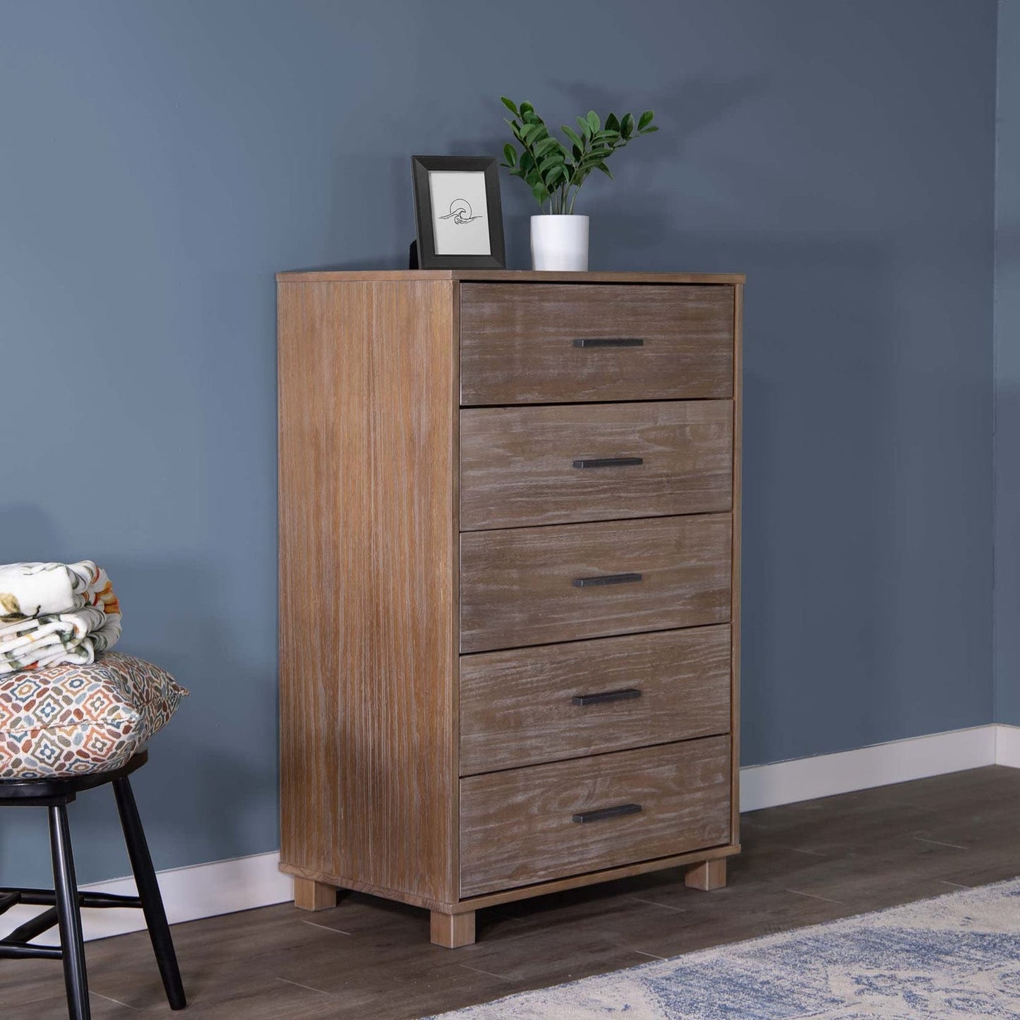 Grain Wood Furniture Loft 5-Drawer Chest, Solid Wood with Brushed White Finish