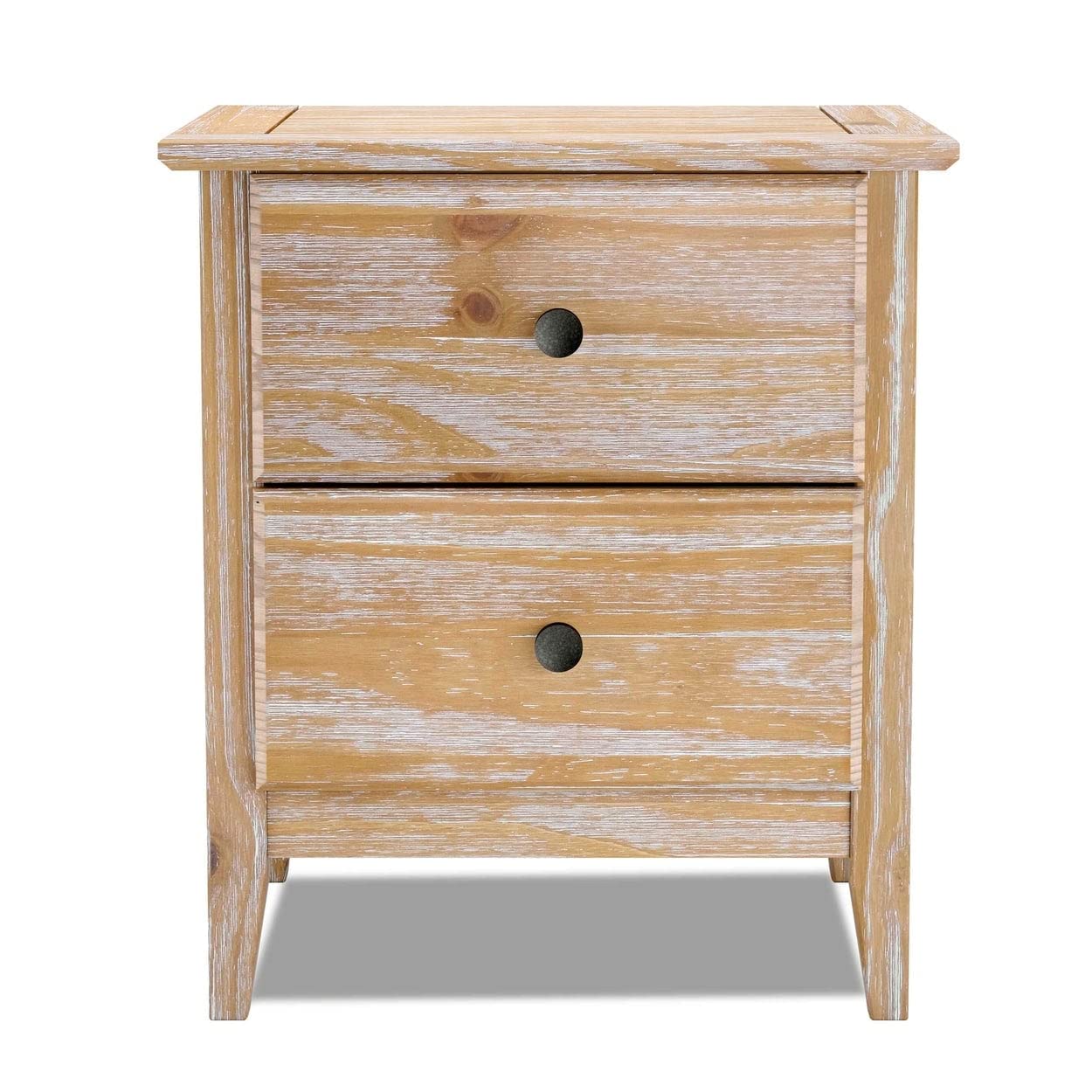 Grain Wood Furniture Greenport 2-Drawer Bedroom Nightstand, Solid Wood with Brushed Walnut Finish