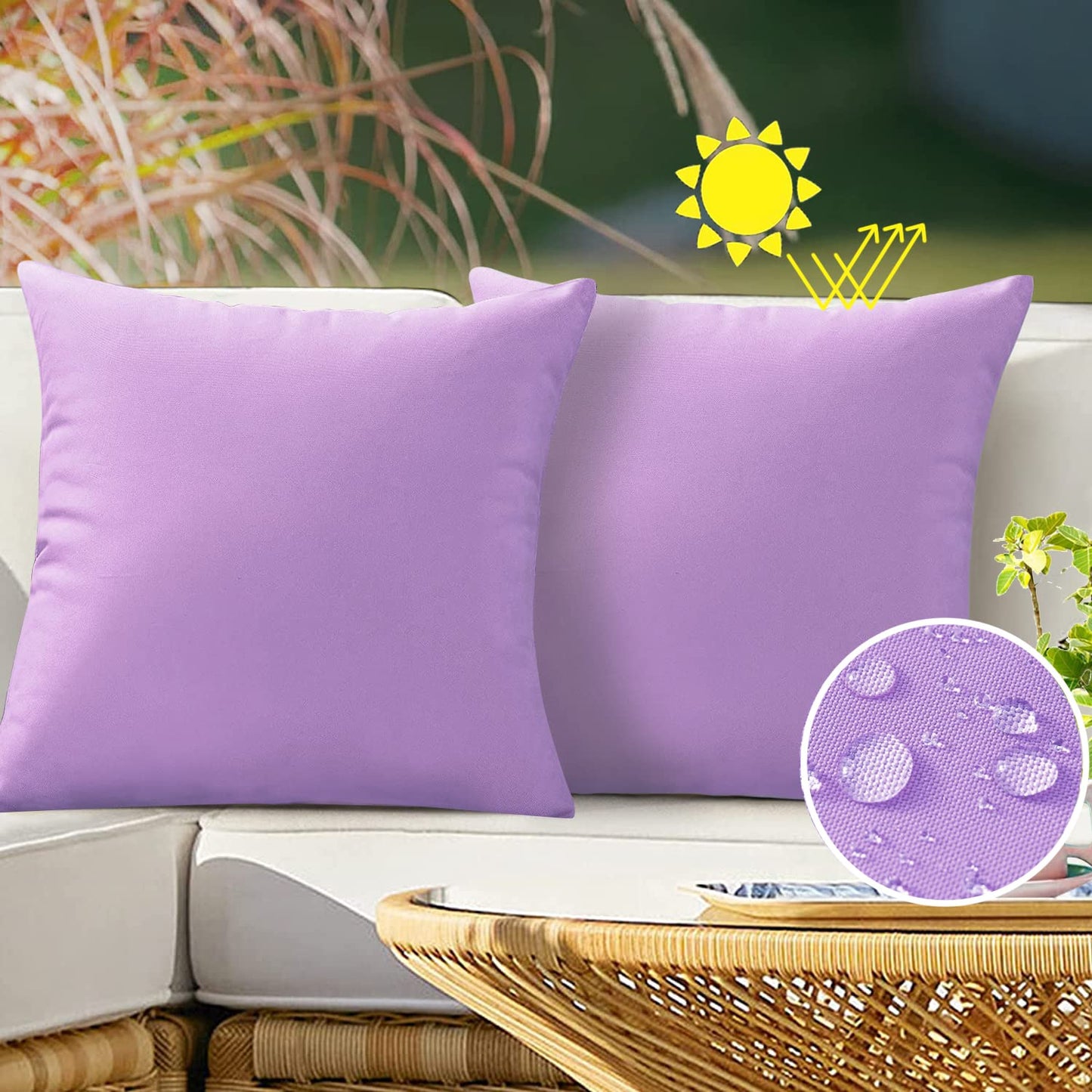 VAKADO Outdoor Waterproof Throw Pillow Covers 18X18 Set of 2 Decorative Green Patio Furniture Summer Cushion Cases Outside Decor for Couch Garden Bench Porch
