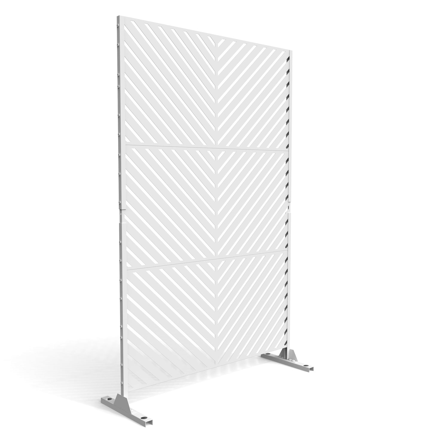 Metal Privacy Screen with Stand, 74" H×47" W Outdoor Privacy Screen for Deck Patio Lawn Garden (Black-Summer)