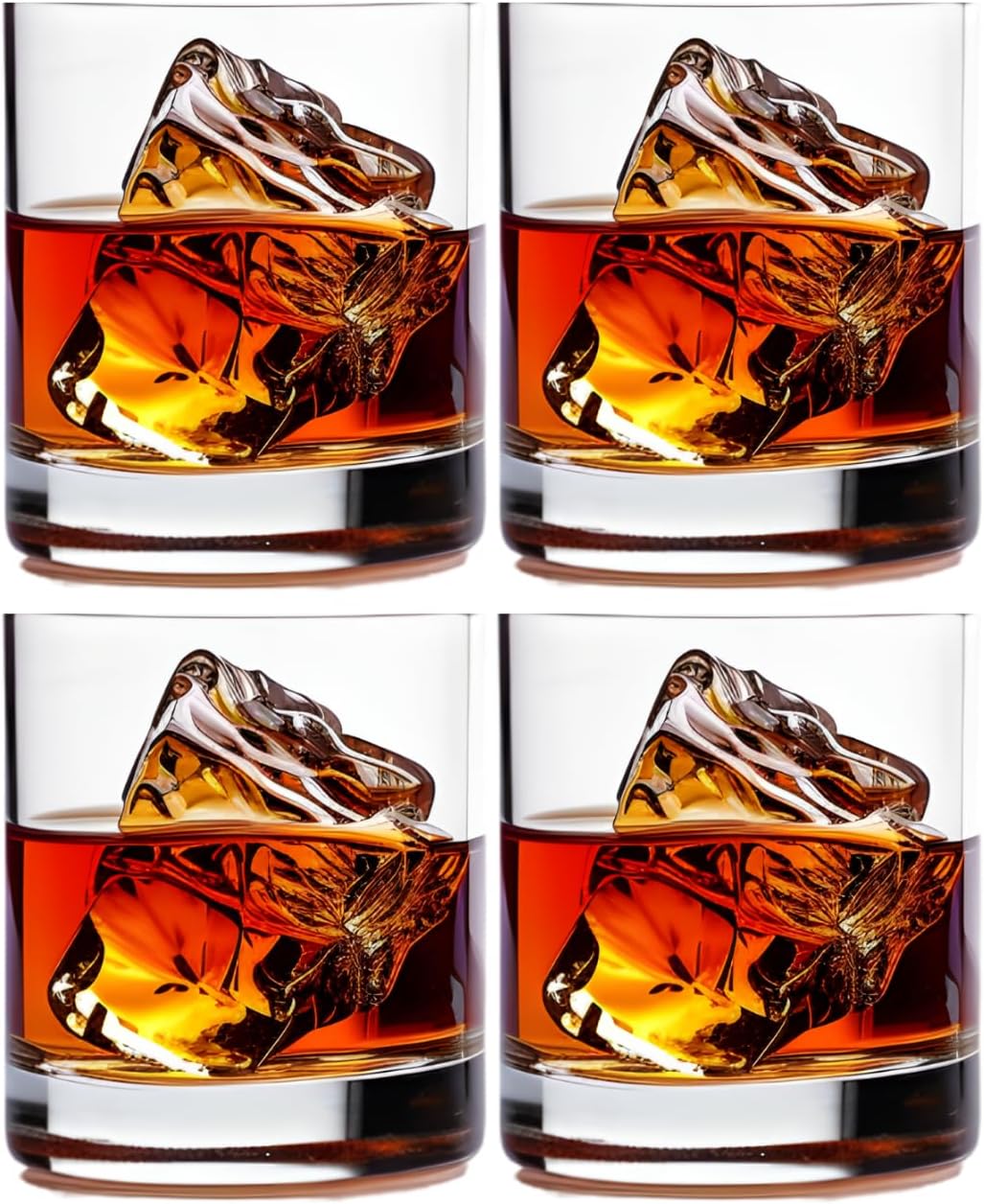 Whiskey Glasses, Set of 4, Made in Europe, 100% Lead-Free Crystal, Smooth Rim, Gift-Boxed, Dishwasher-Safe (Classic Double Old Fashioned)