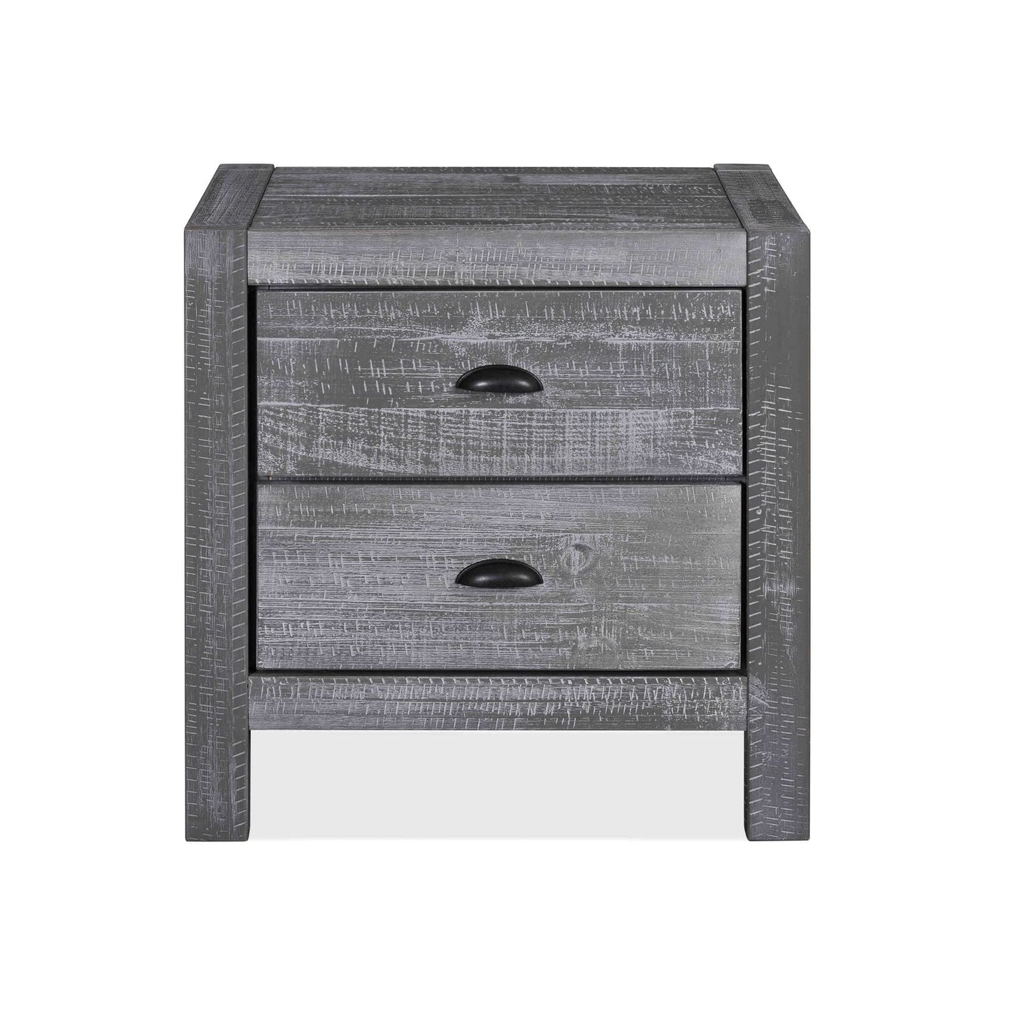 Grain Wood Furniture Montauk 2-Drawer Bedside Nightstand, Solid Wood with Rustic Walnut Finish