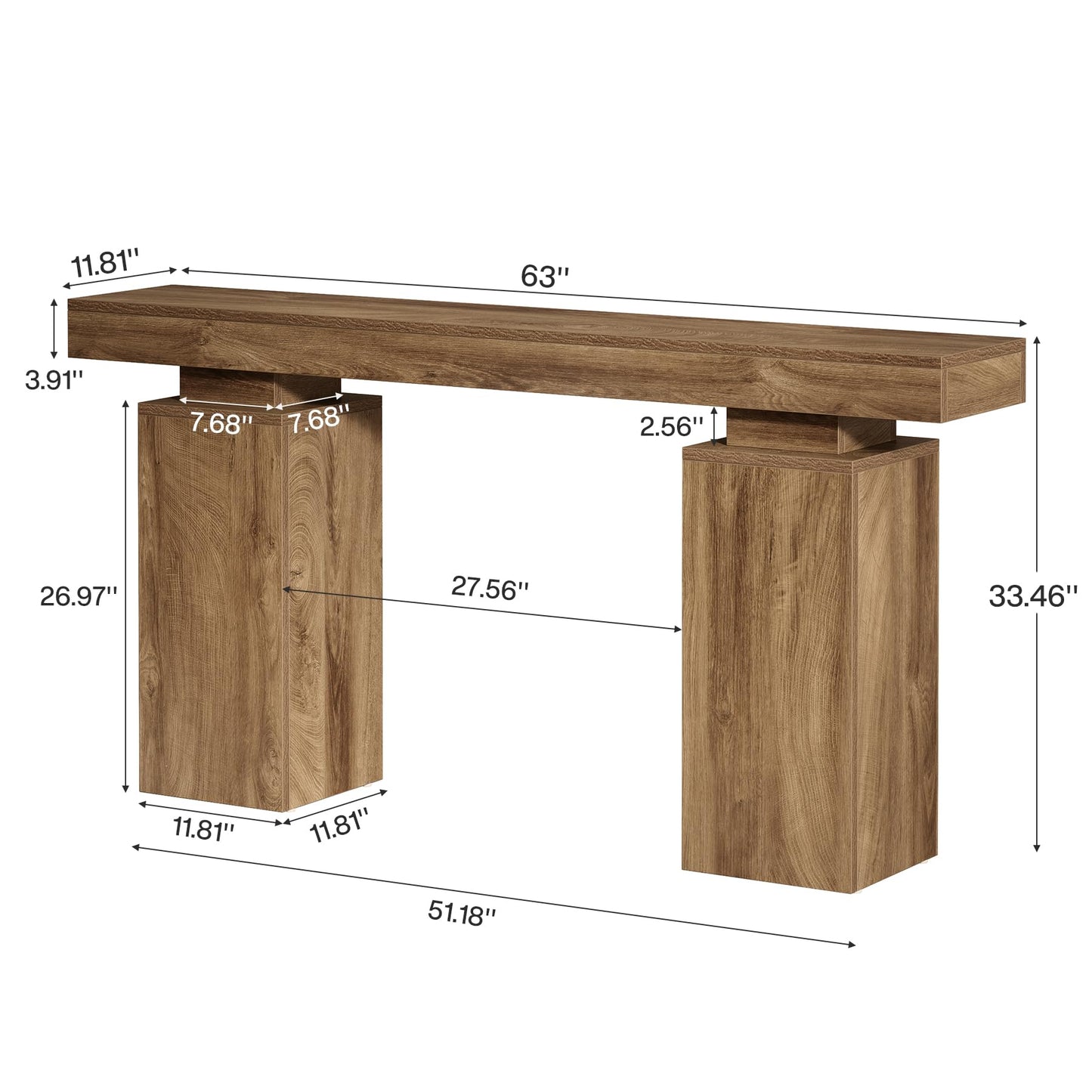 Tribesigns 63-Inch Long Console Table, Farmhouse Entryway Table Behind Couch, Wooden Foyer Stand Entry Station, Modern Hallway Accent Furniture for Living Room Decor, Entrance, Brown