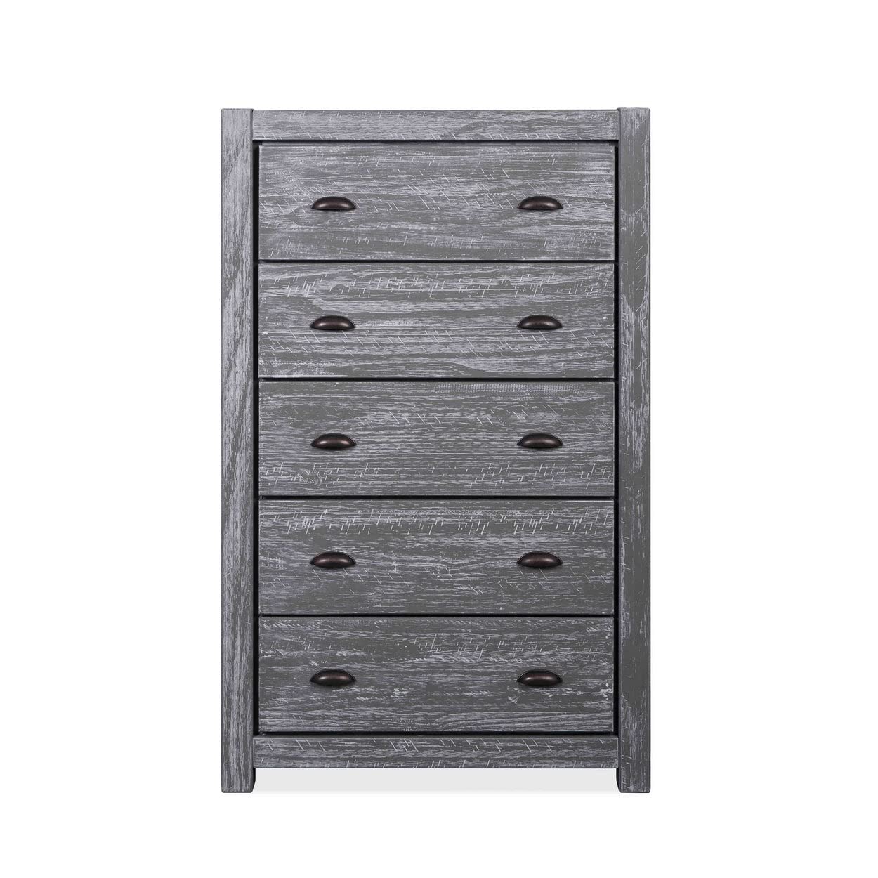 Grain Wood Furniture Montauk 5-Drawer Chest, Solid Wood with a Rustic Walnut Finish