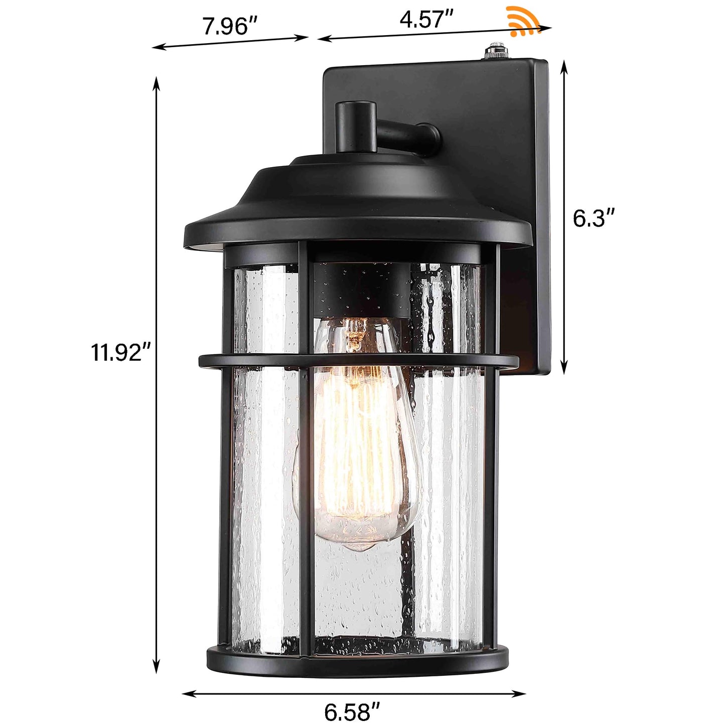Dusk to Dawn Outdoor Porch Lights Wall Mount, Waterproof Exterior Light Fixtures,Black Modern Outdoor Light Fixtures Sconces with E26 Sockets & Glass Shades, Wall Lighting for Porch, Patio, Garage