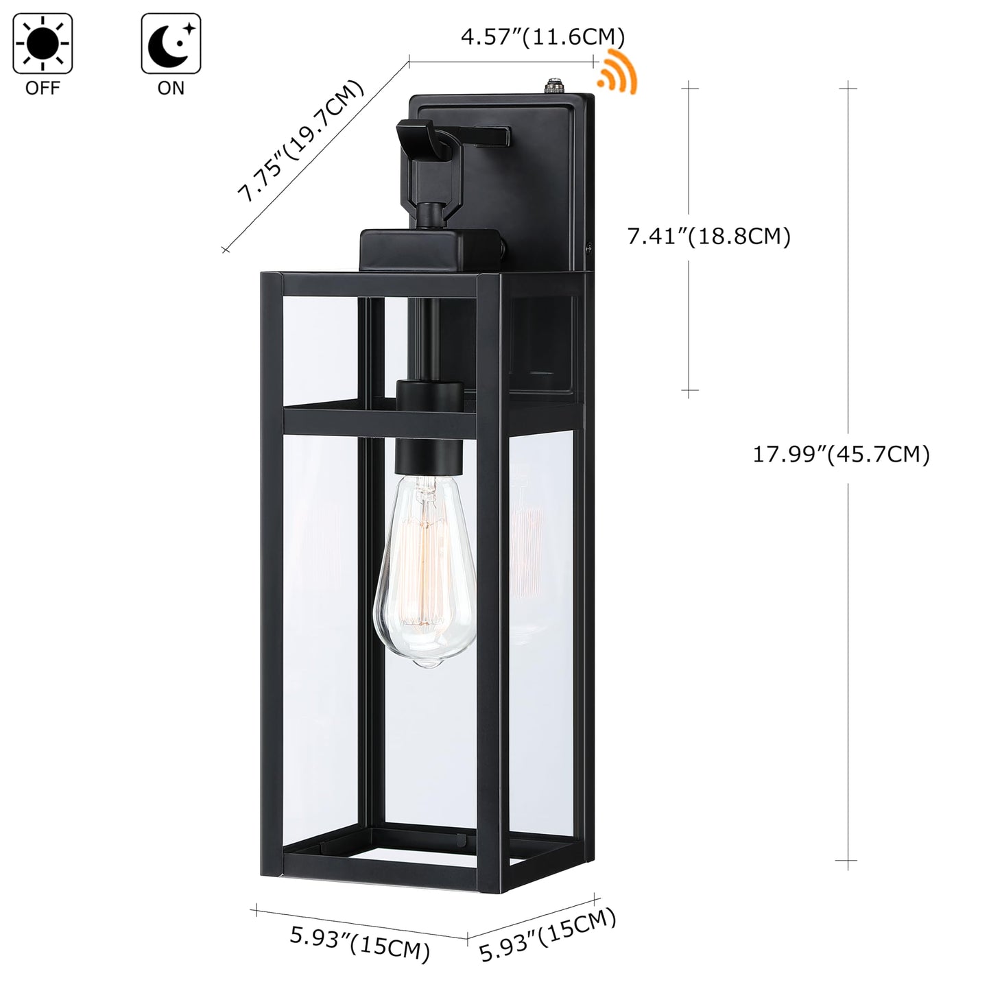 18 Inch Outdoor Wall Light Fixtures, Waterproof Exterior Light Fixtures, Modern Wall Lanterns with Clear Glass Shades, Porch Sconces Lighting for Patio Front Door Entryway Garage, E26 Sockets, 2-Pack